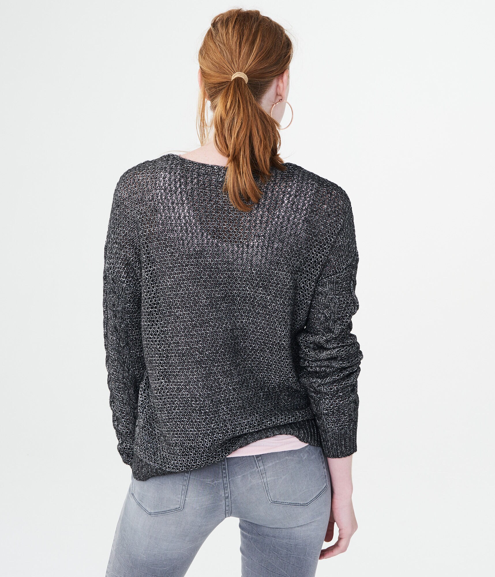Cable Lace-Up Sweater
