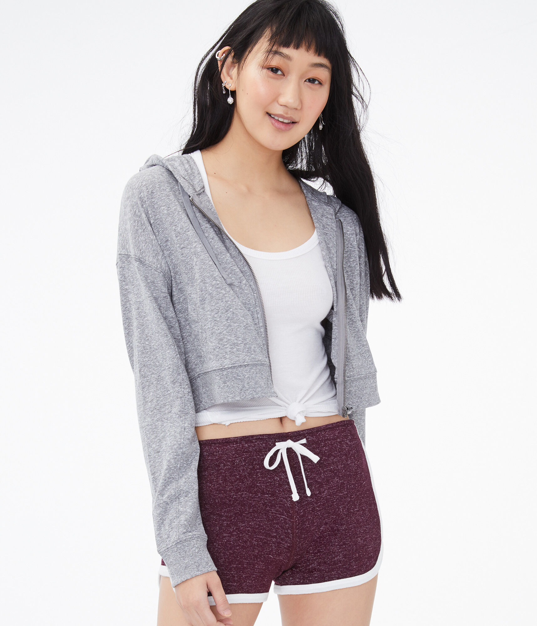 cropped full zip hoodie