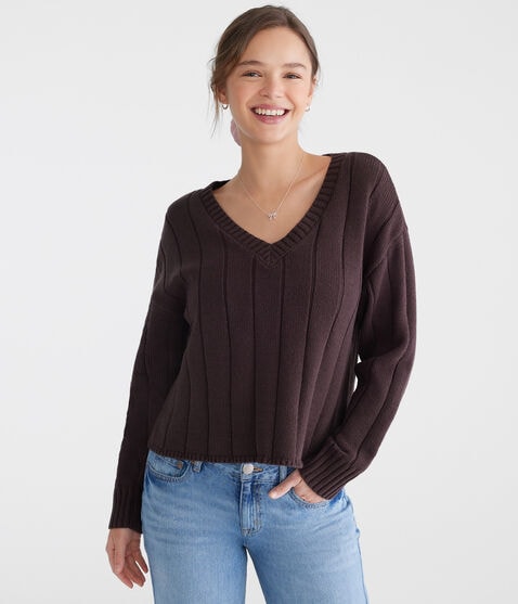 Ribbed V-Neck Sweater Ribbed V-Neck Sweater