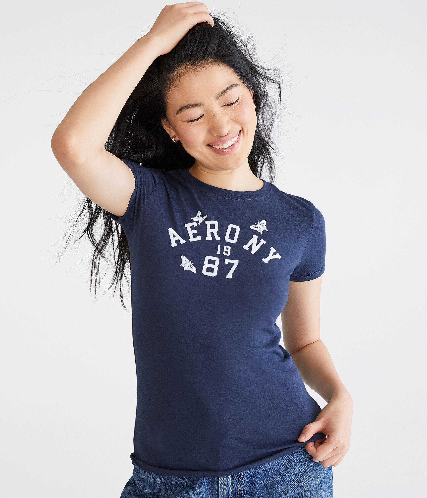 Aero NY Butterfly Flocked Graphic Tee