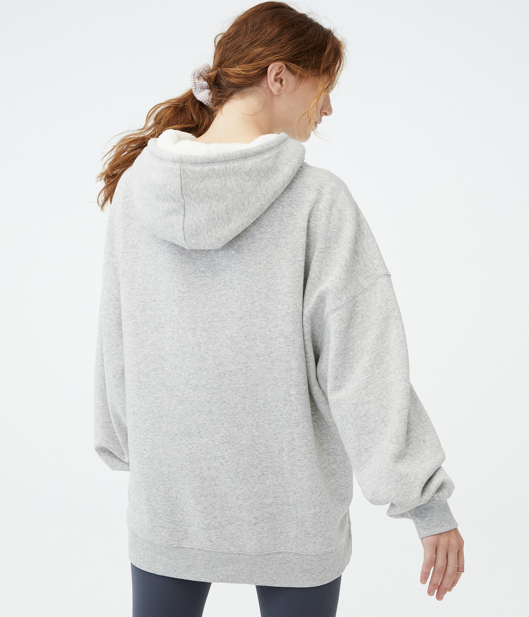 Sherpa-Lined Oversized Pullover Hoodie