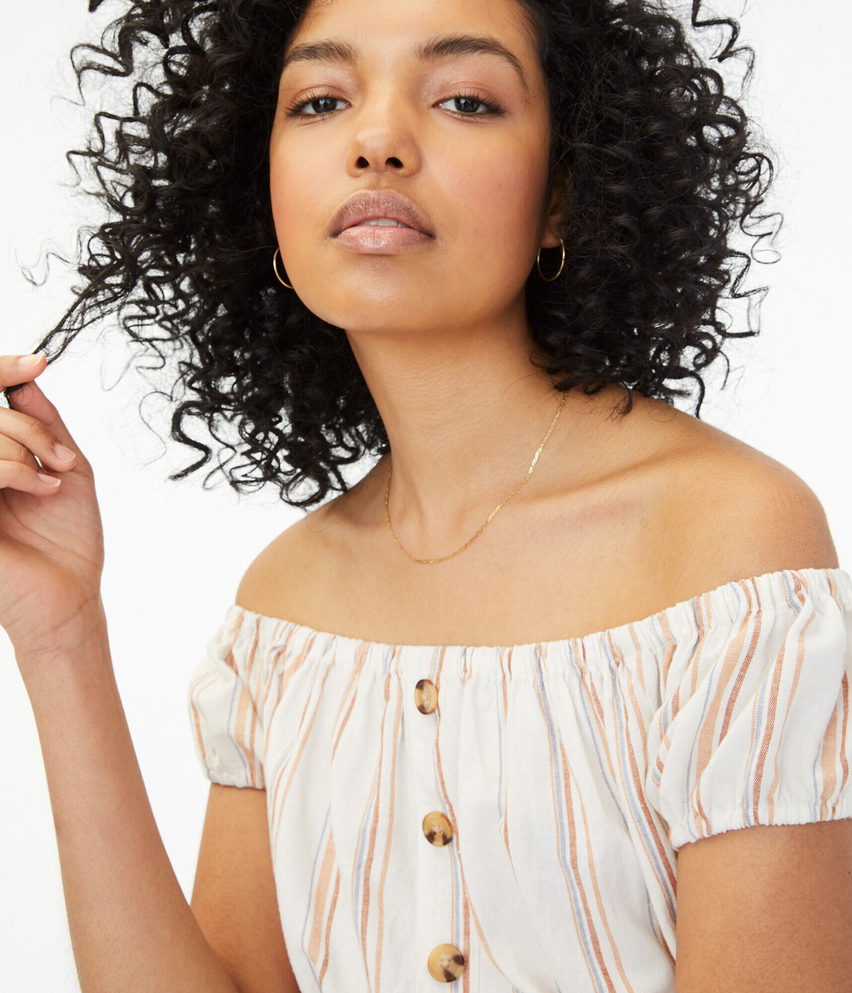 Striped Off-The-Shoulder Crop Top