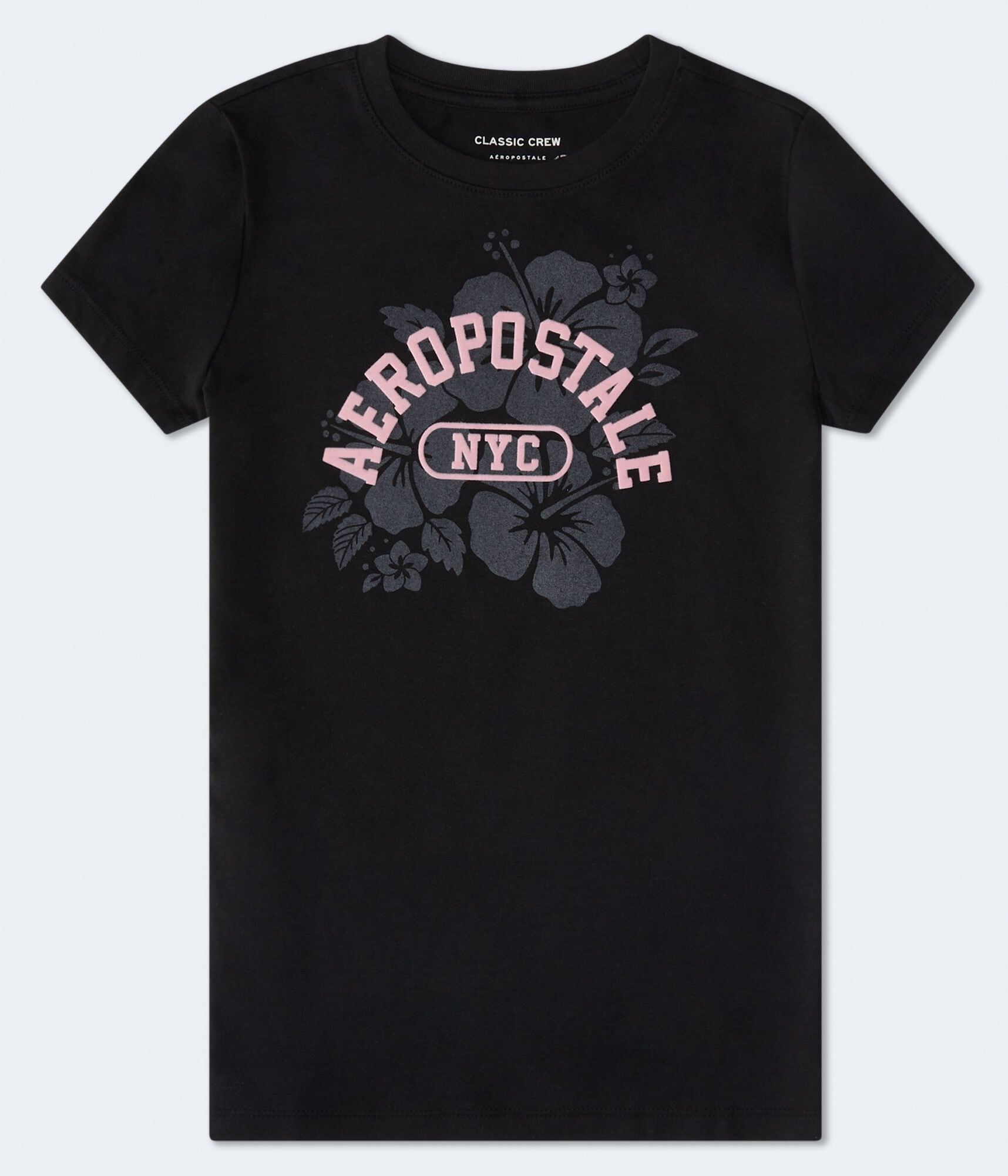 Aeropostale NYC Hibiscus Flocked Graphic Tee