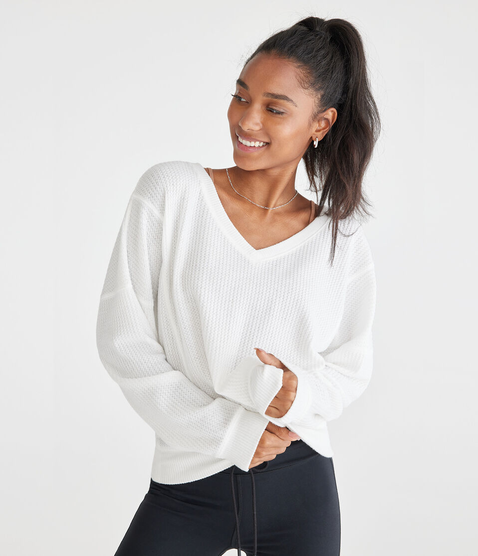 Long Sleeve Wear 2 Ways Cozy Waffle Tee