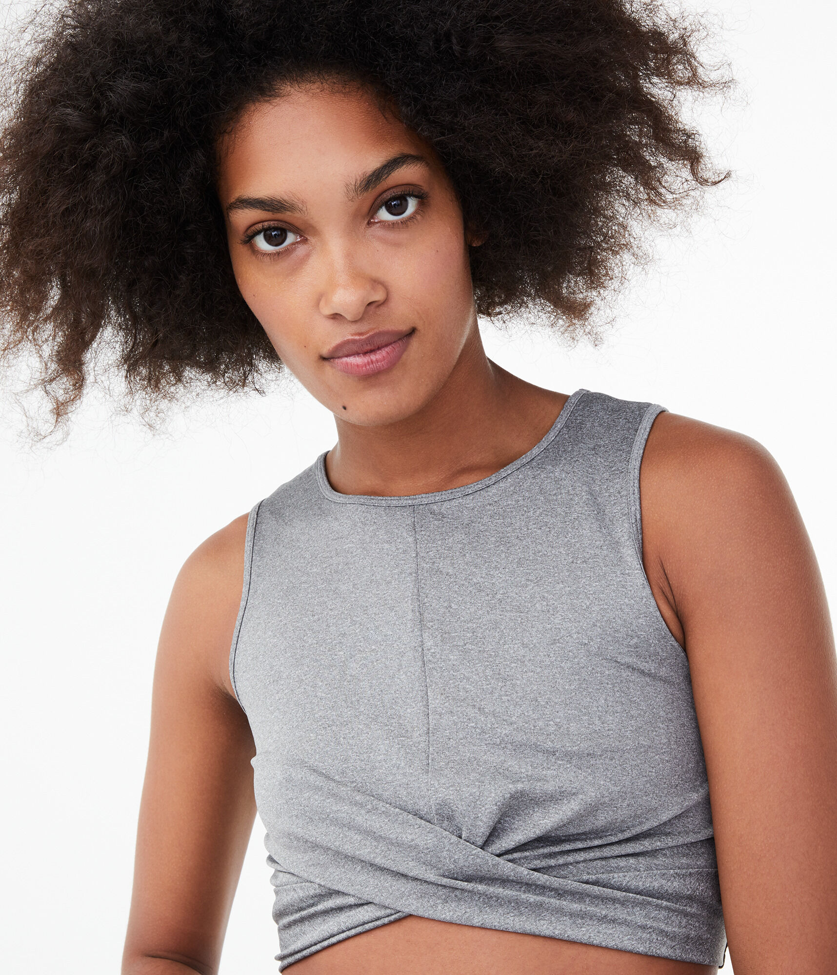 Heathered Crossover Crop Top