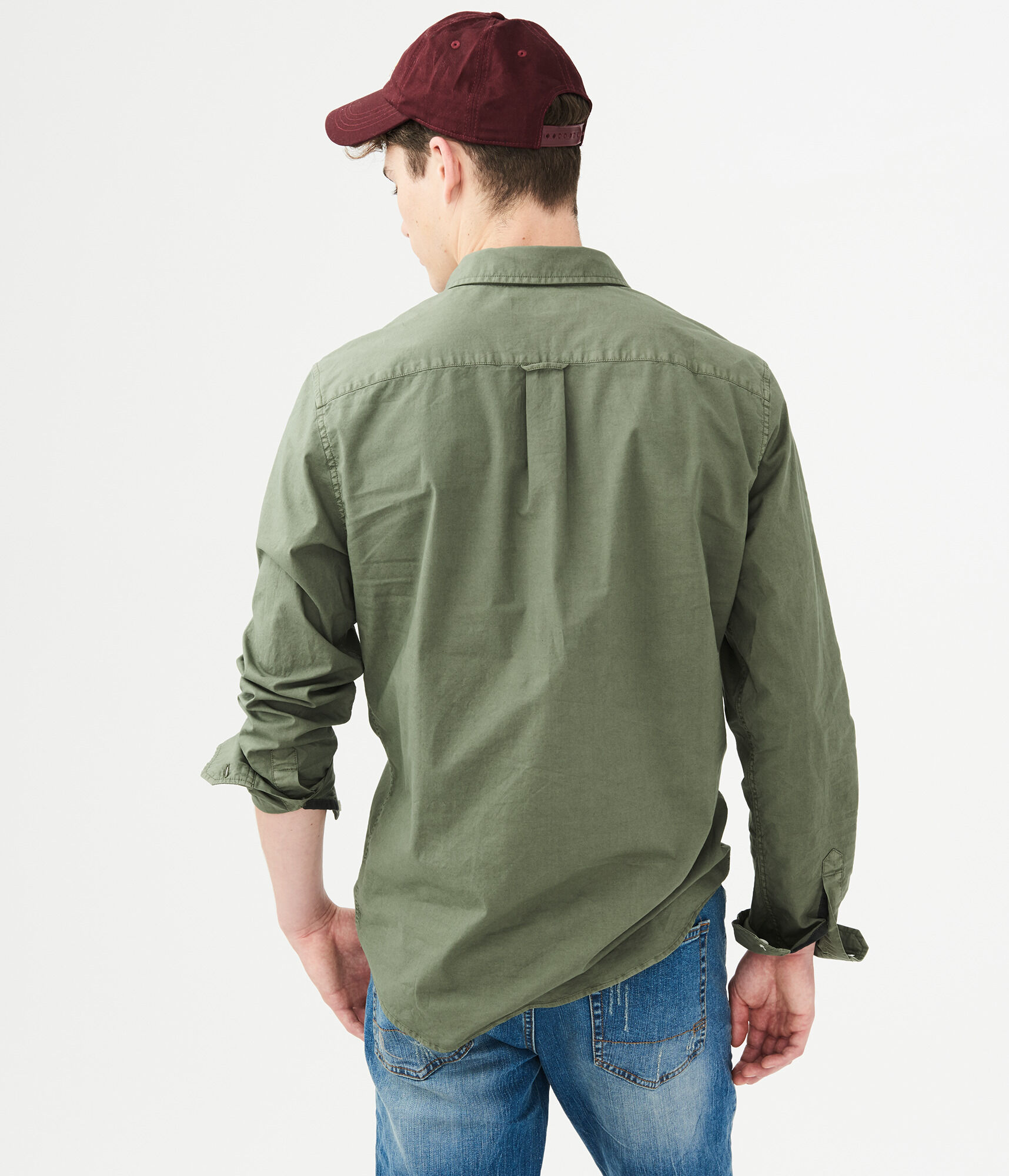 Long Sleeve Solid Stretch Woven Shirt