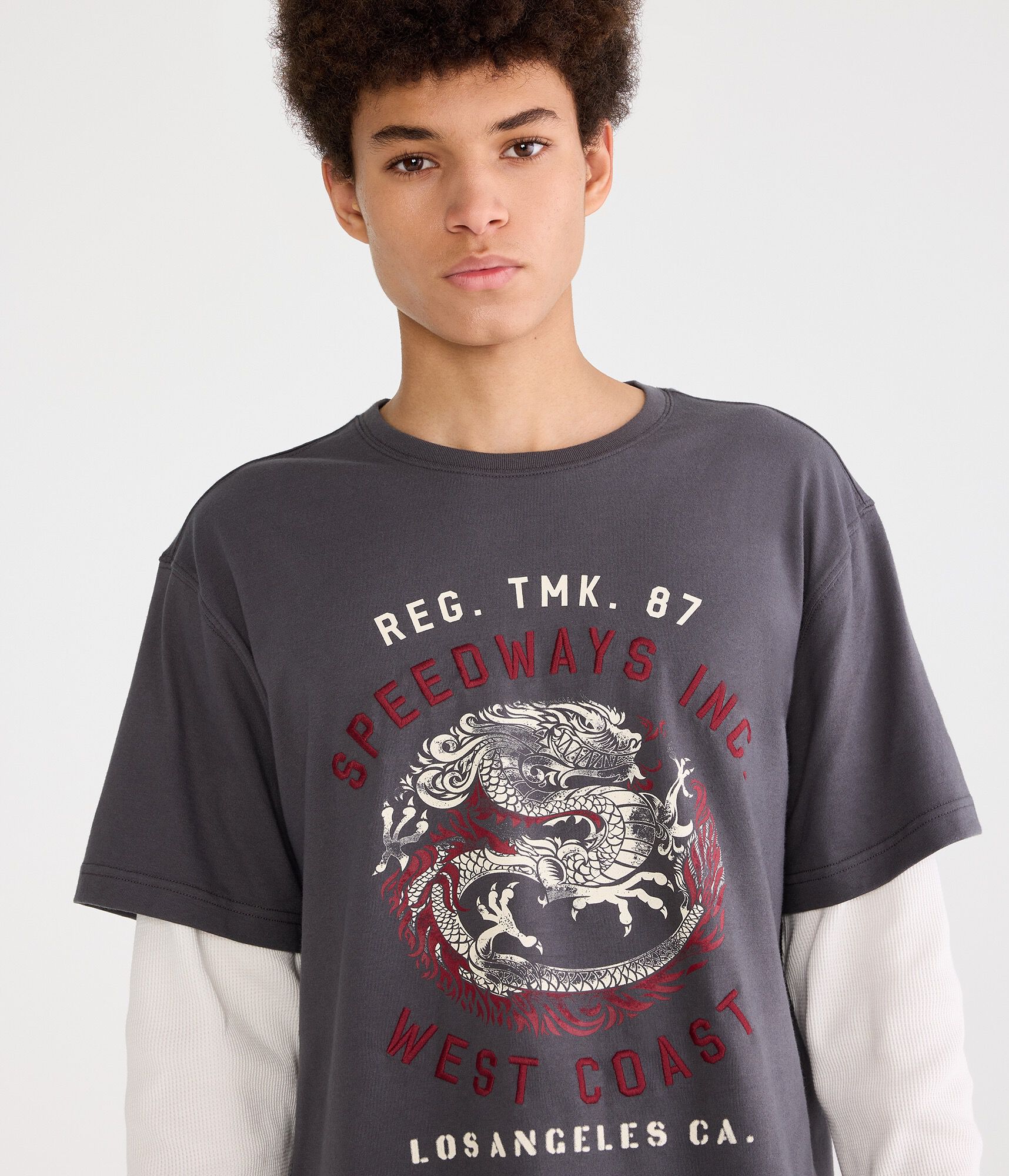 Long Sleeve West Coast Dragon Boxy 2Fer Tee
