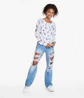 Long Sleeve Tie-Dye Waffle-Knit Reversible Tee