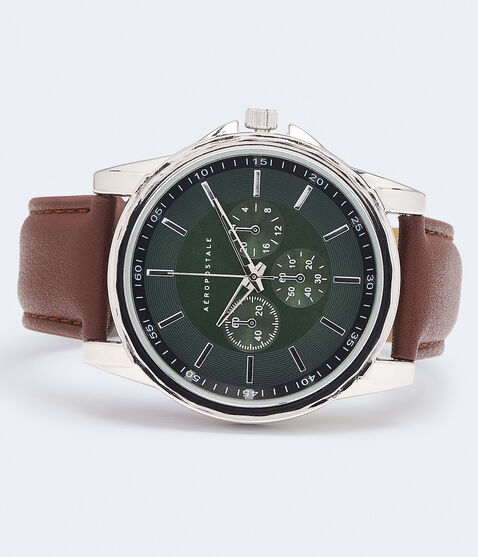 Chrono Faux Leather Analog Watch Chrono Faux Leather Analog Watch