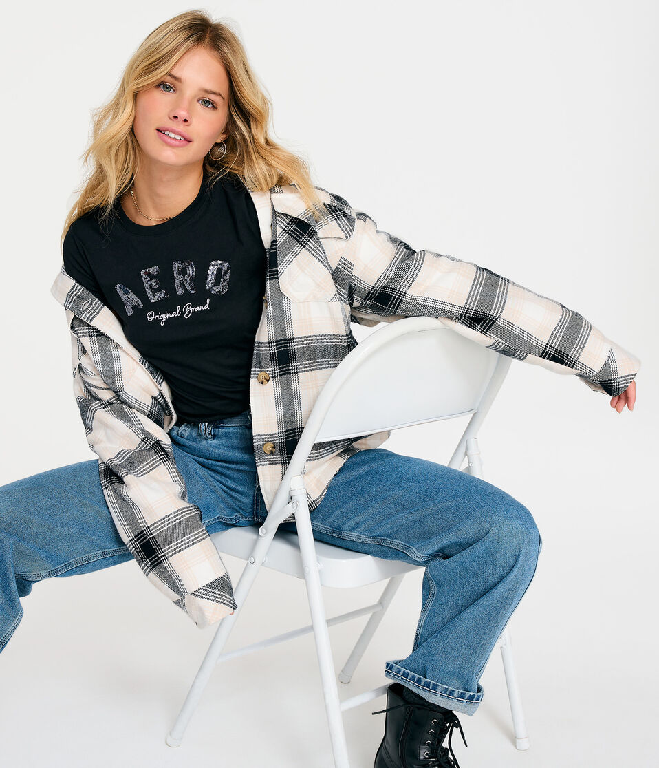 Aero Original Brand Sequin Graphic Tee