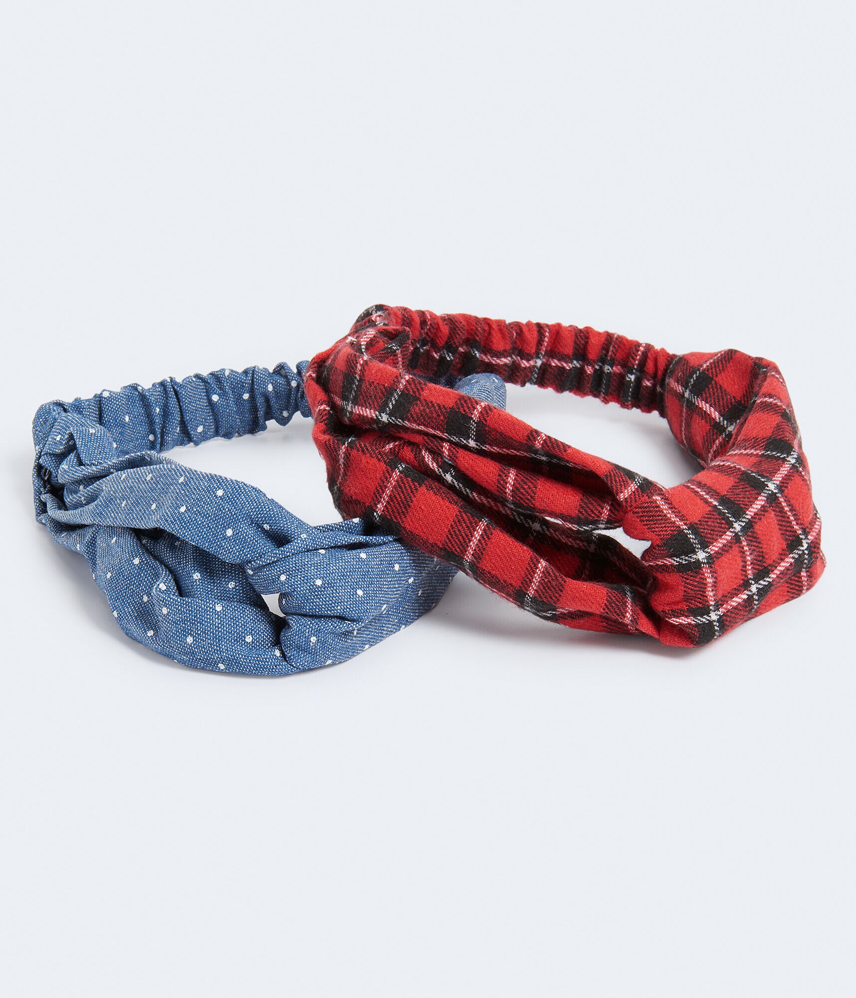 Plaid &amp; Denim Dot Twist Headband 2-Pack