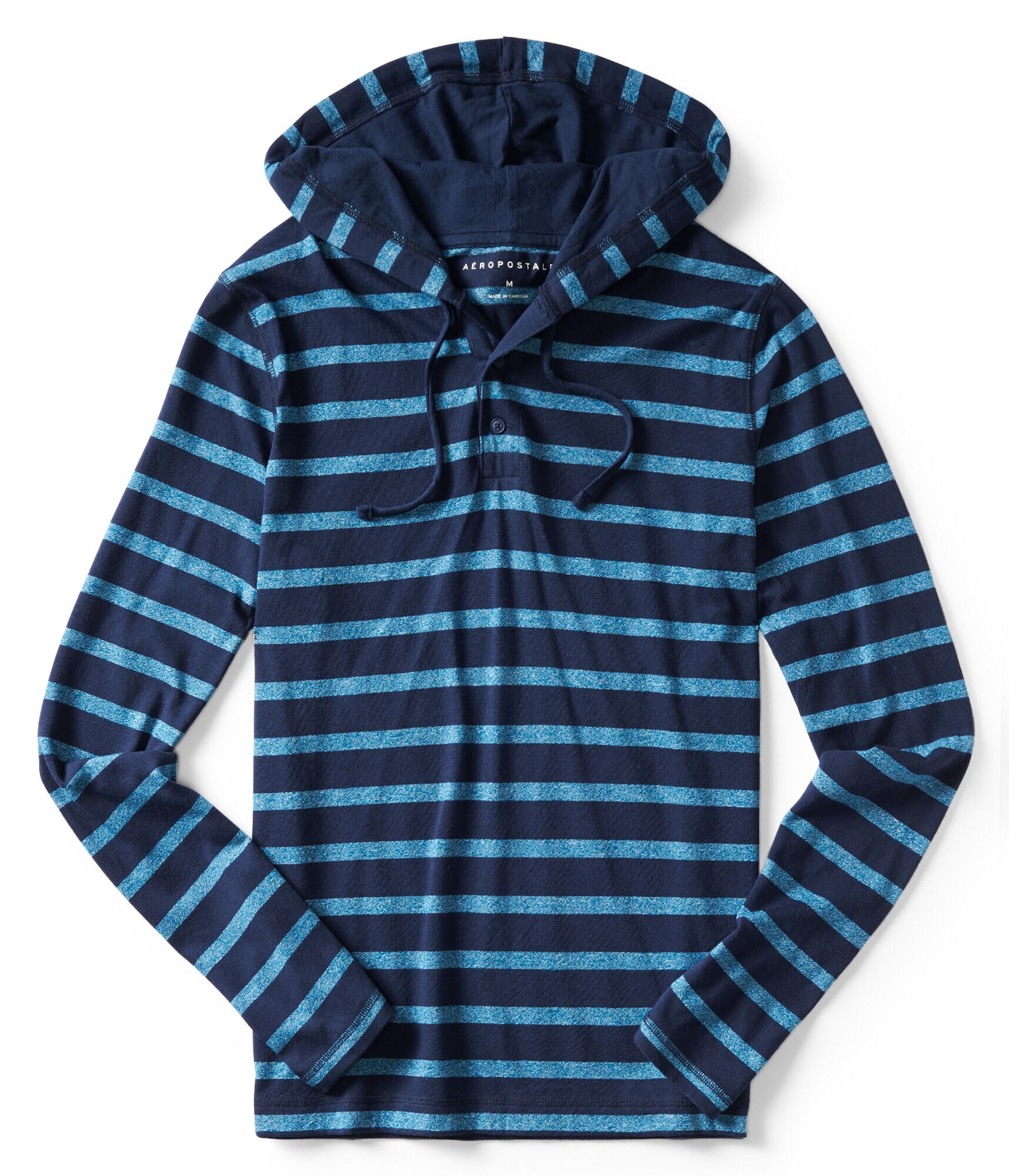 Final Sale - Long Sleeve Striped Hooded Henley
