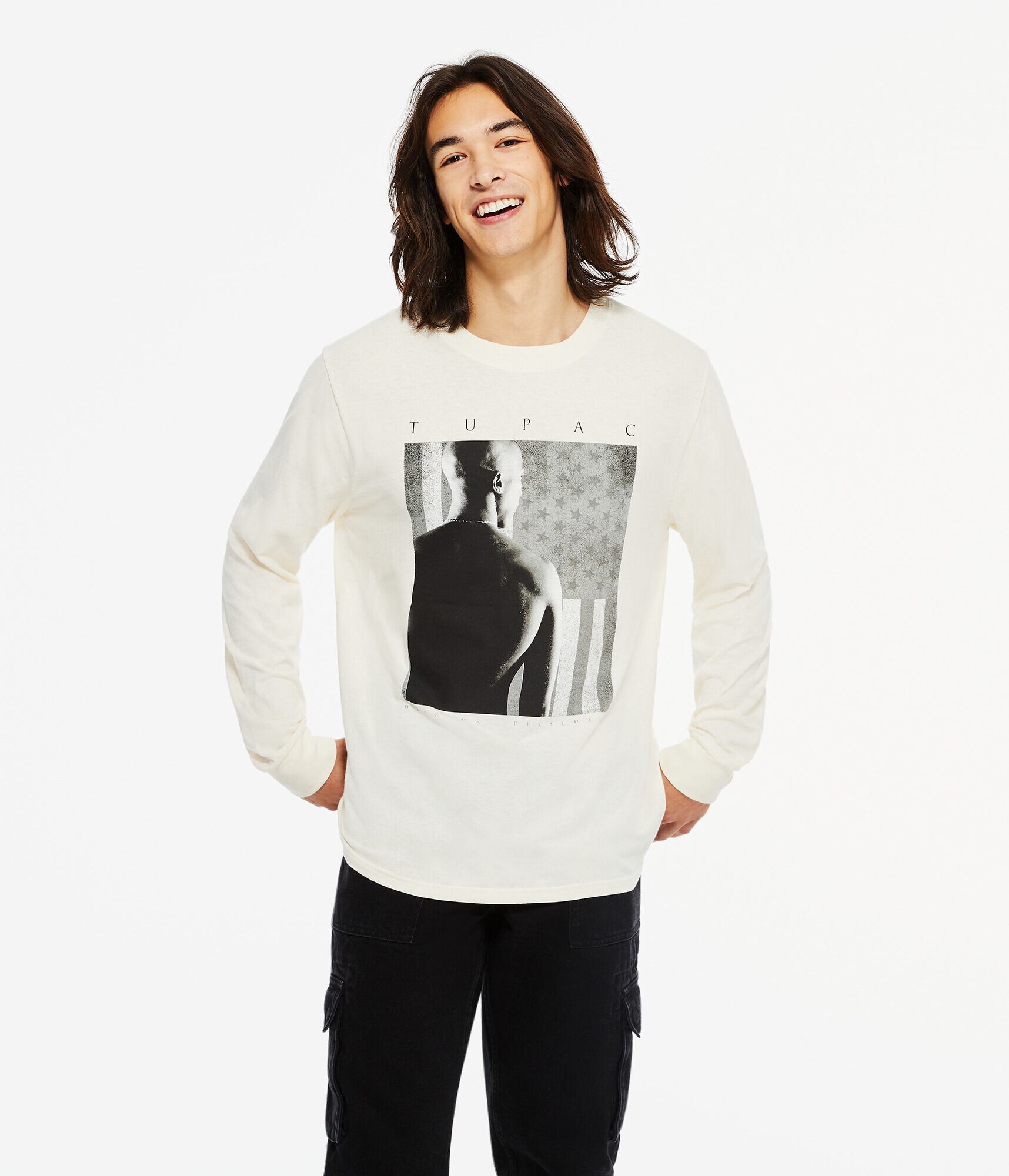 Long Sleeve Tupac Flag Graphic Tee