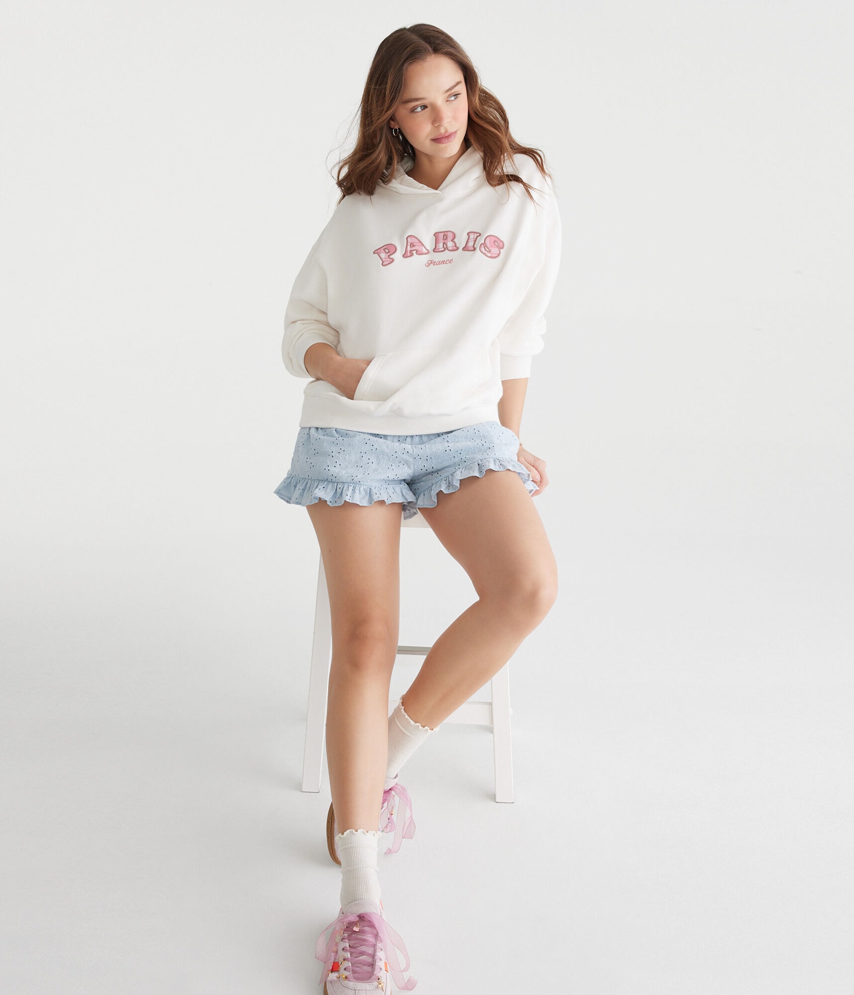 Plaid Paris Oversized Pullover Hoodie