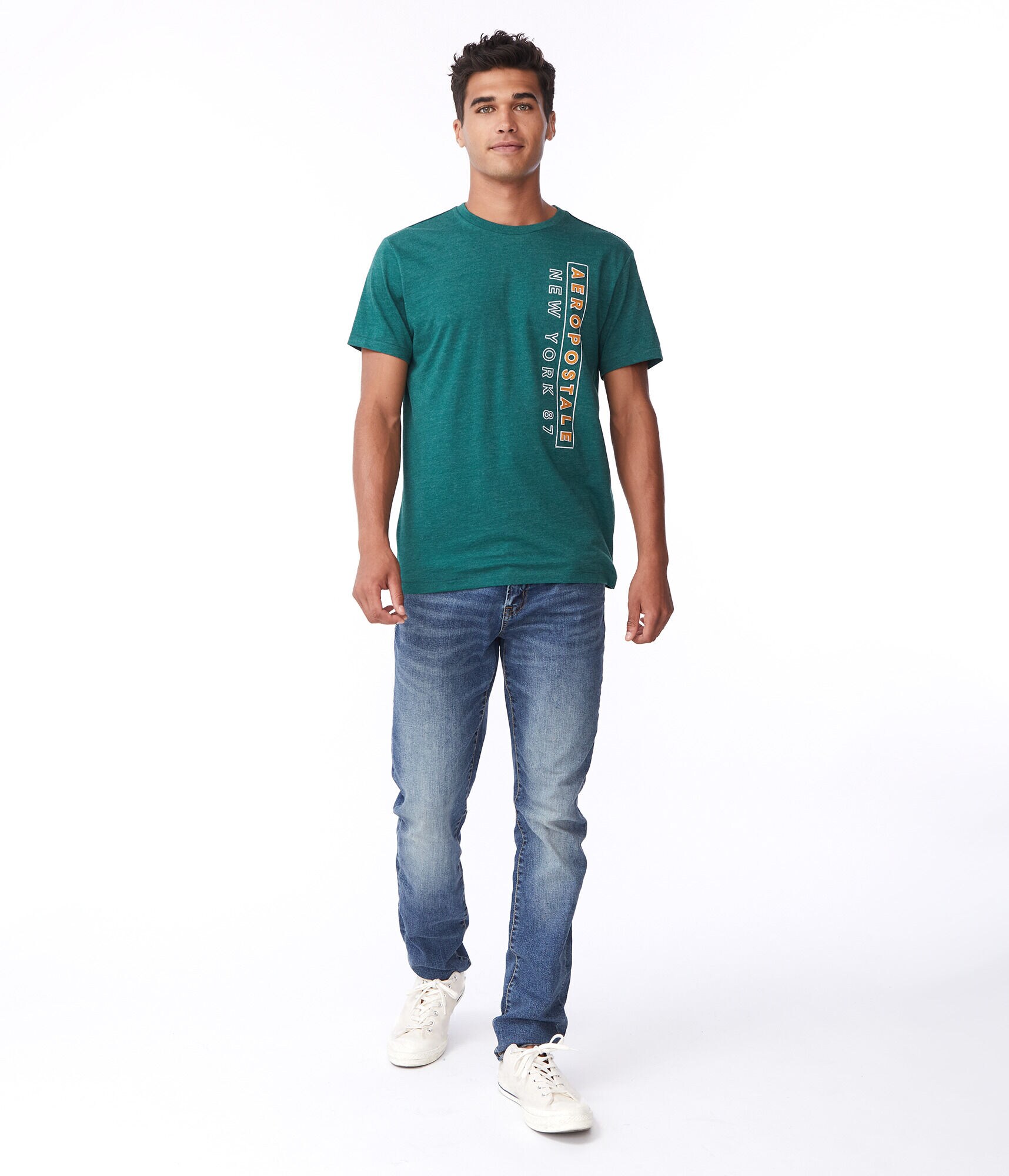 Vertical Aeropostale Logo Appliqu&eacute; Graphic Tee