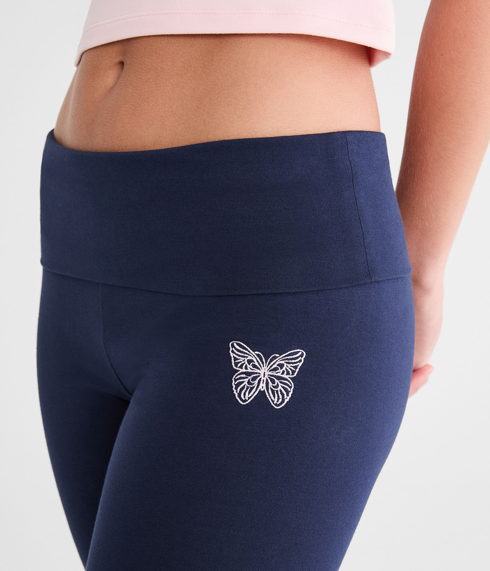 Butterfly Mid-Rise Fold-Over Flare Leg Pants
