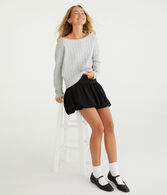 Cable Cropped Boat-Neck Sweater