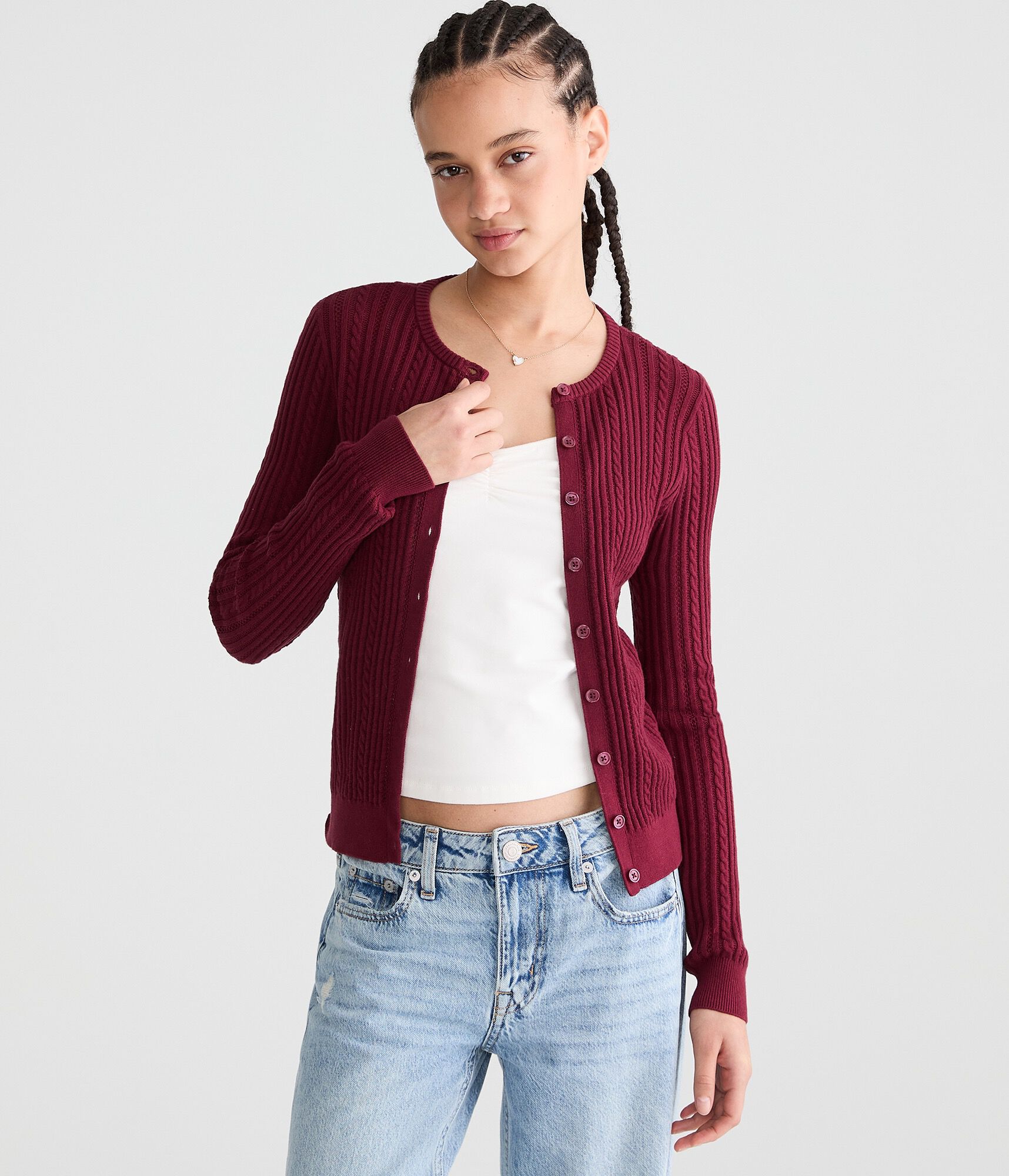 Ribbed Crew Cardigan