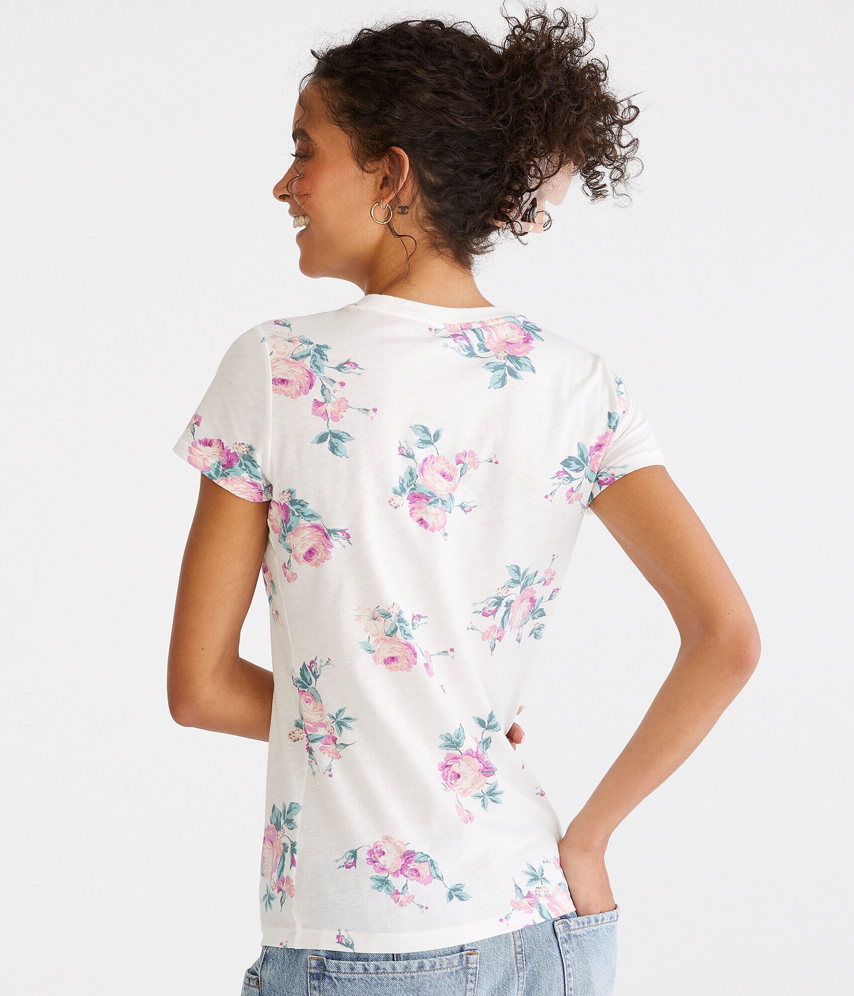 Aero Allover Floral Appliqu&eacute; Graphic Tee