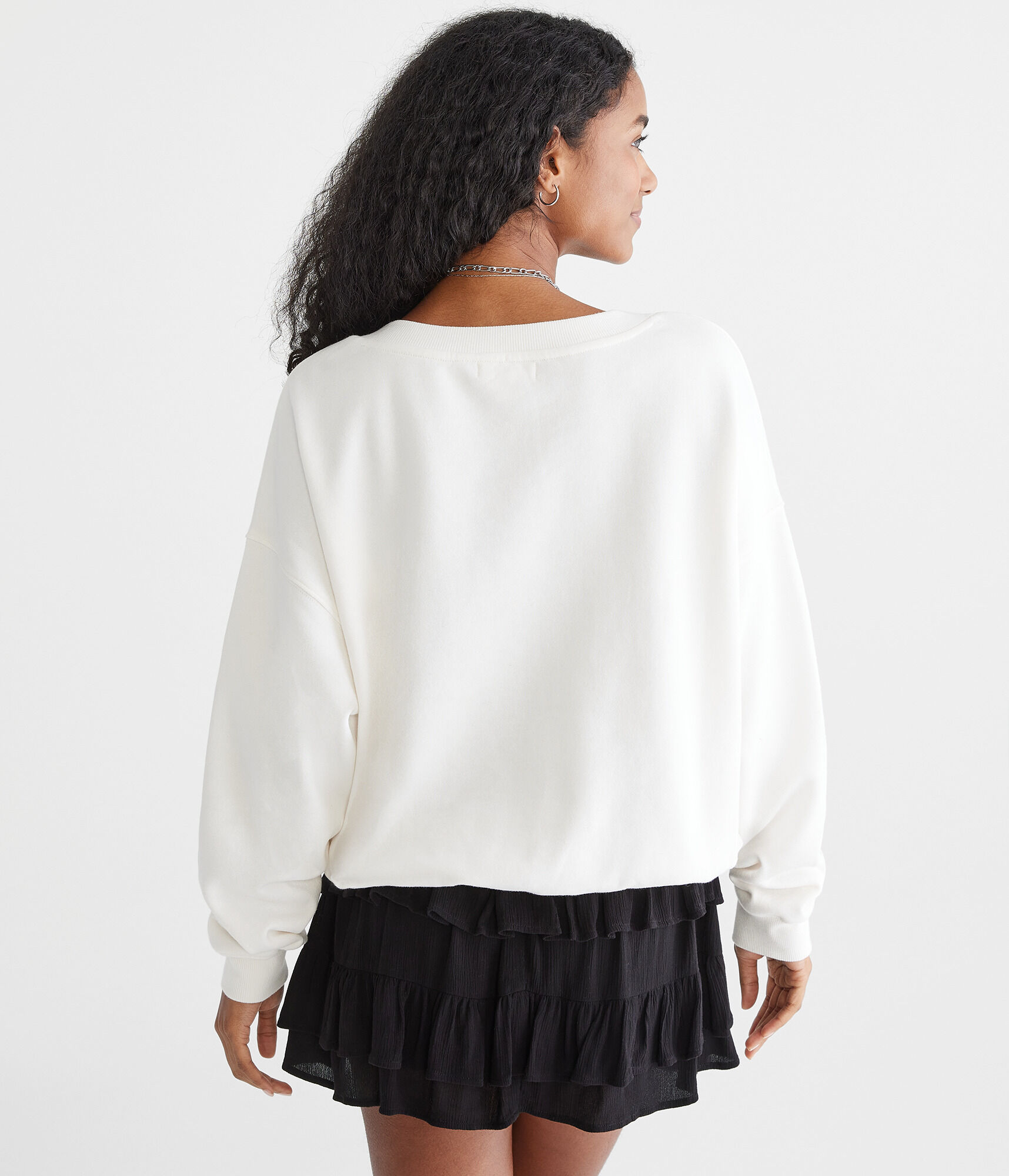 Love Oversized V-Neck Crew Sweatshirt