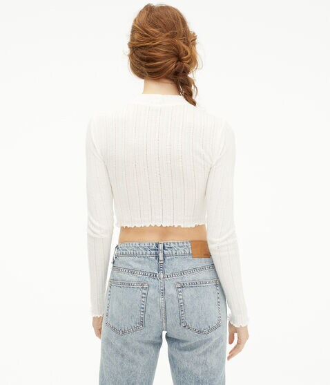 Long Sleeve Mock-Neck Cropped Shrunken Tee Long Sleeve Mock-Neck Cropped Shrunken Tee