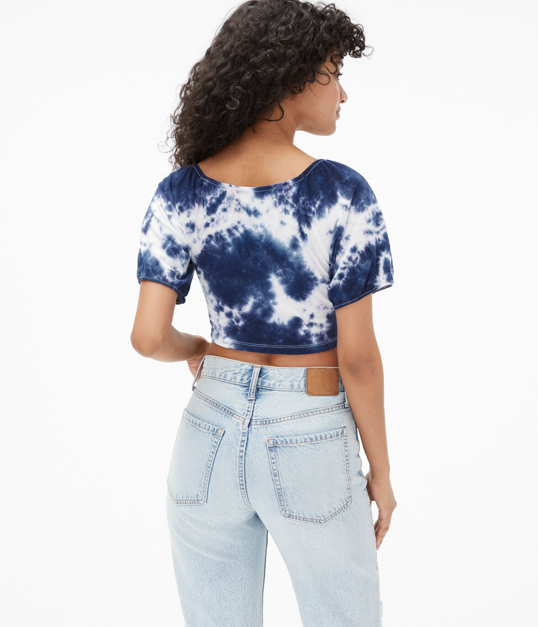 Tie-Dye Tie-Front Crop Top***
