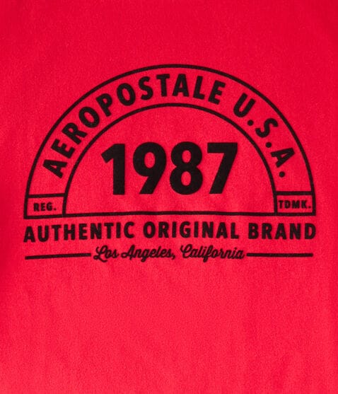 Aeropostale 1987 Arch Flocked Graphic Tee Aeropostale 1987 Arch Flocked Graphic Tee