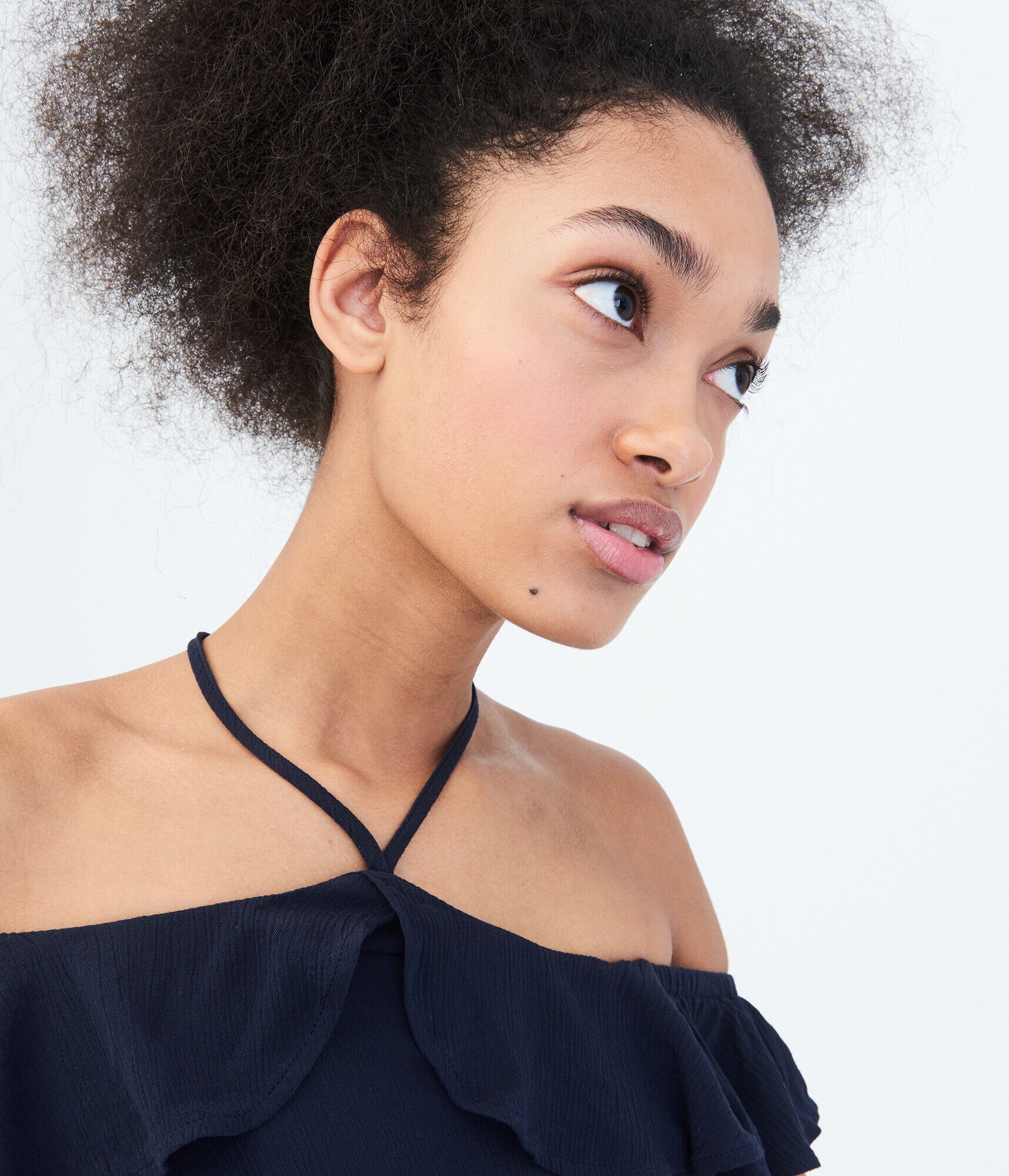 Floral Embroidered Halter Shift Dress