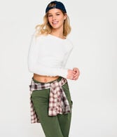 Long Sleeve Ribbed Cropped Shrunken Tee