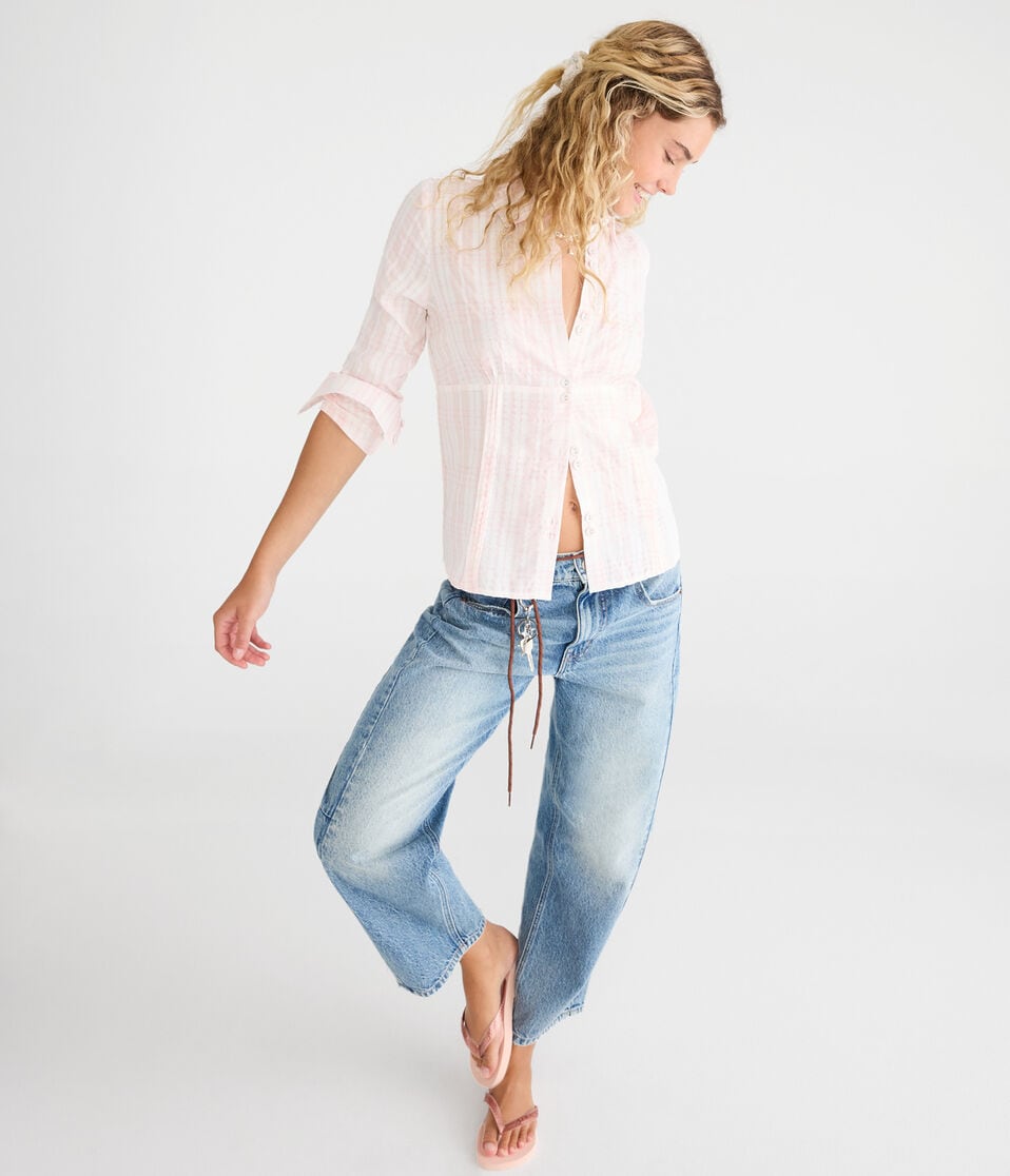 Long Sleeve Thin Stripe Fitted Shirt