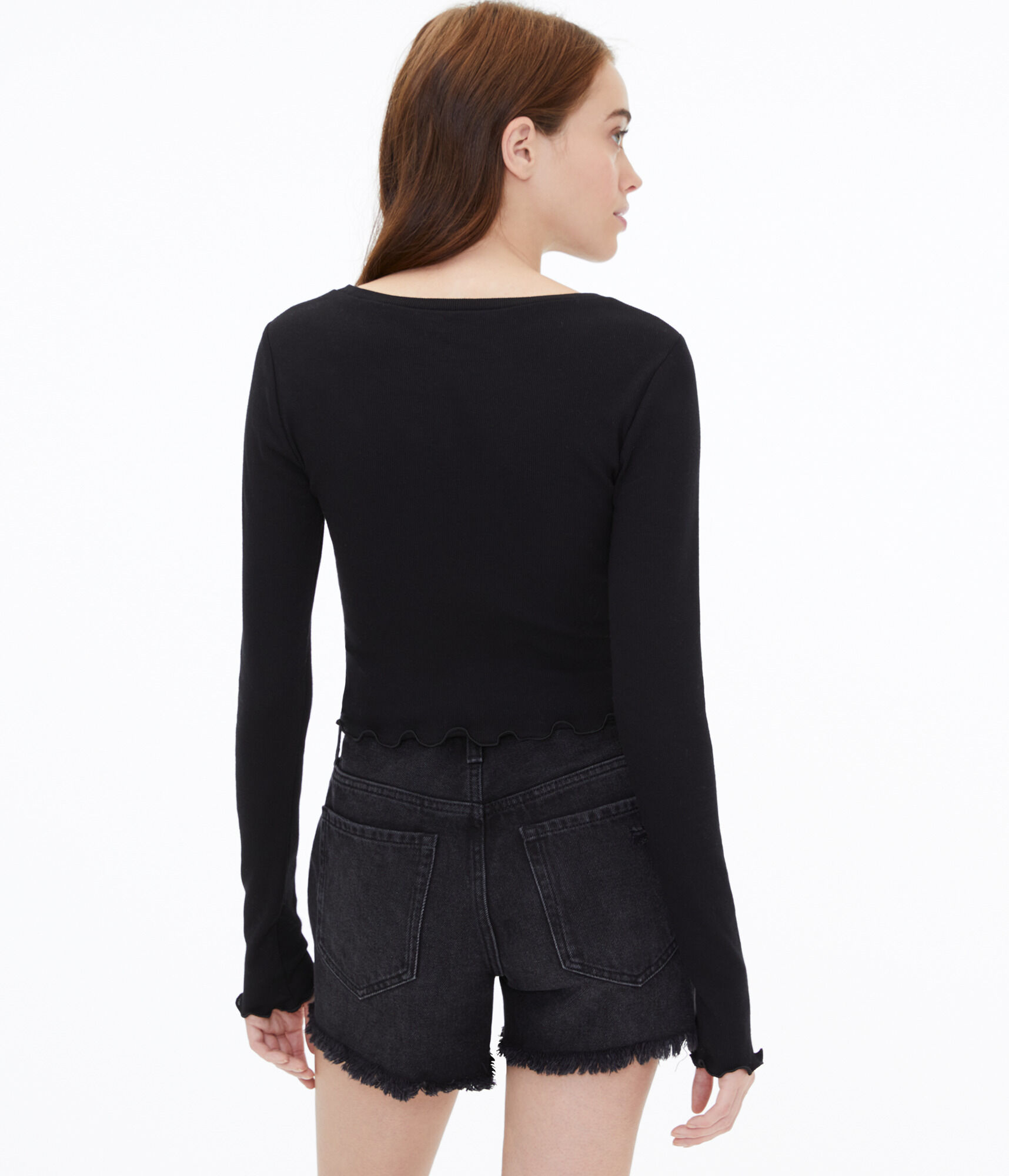 Long Sleeve Ribbed Cropped Shrunken Tee