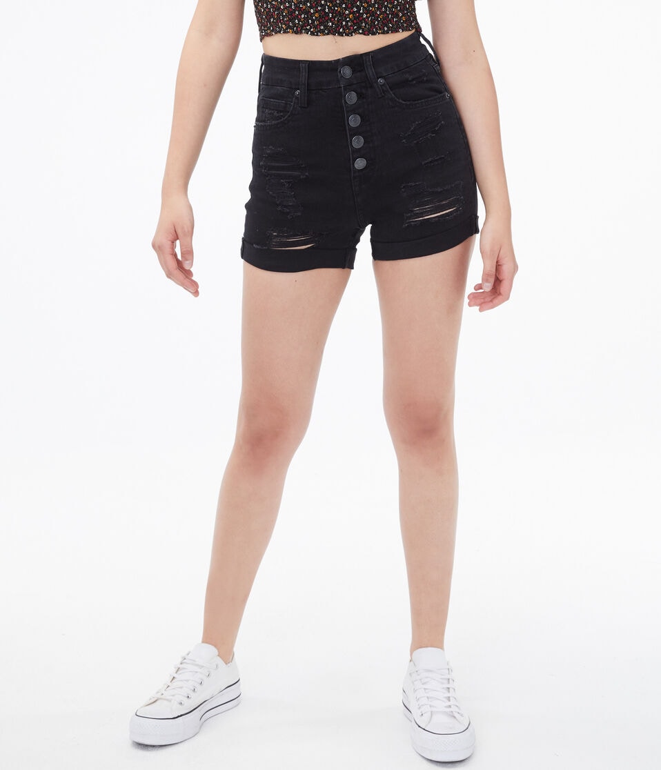 Seriously Stretchy Super High-Rise Curvy Denim Shorty Shorts