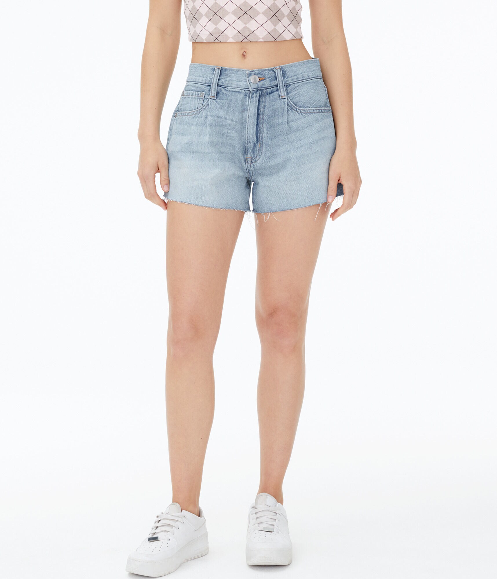 High-Rise Denim Mom Shorts