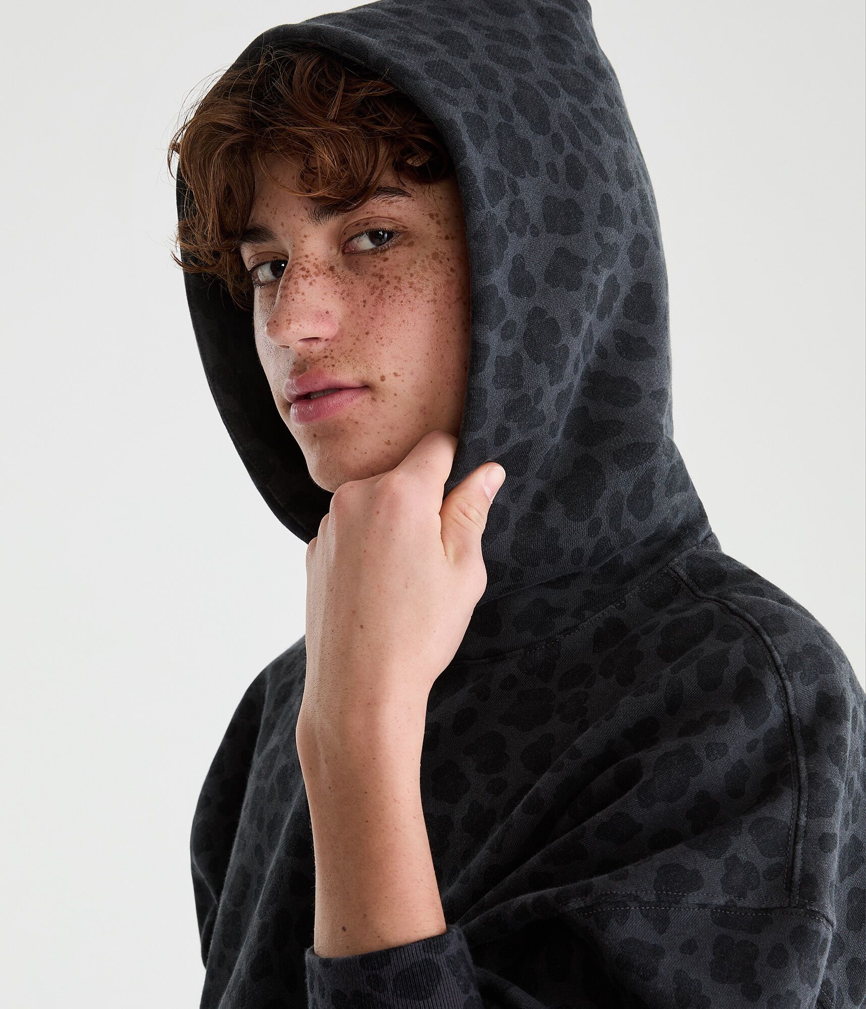 Cloud Soft Leopard Print Boxy Pullover Hoodie