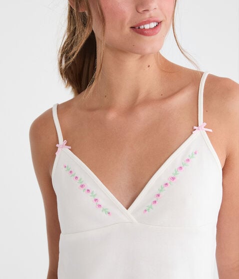 Embroidered Floral Sleep Cami Embroidered Floral Sleep Cami
