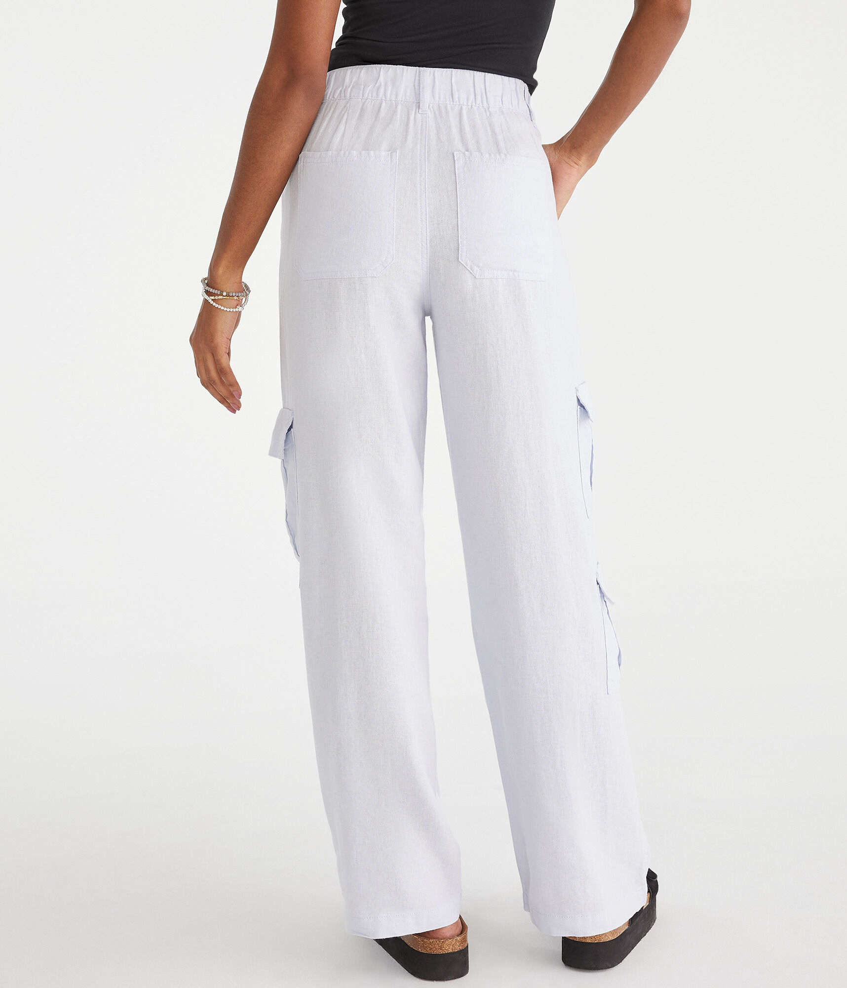 Linen Wide Leg Cargo Pants