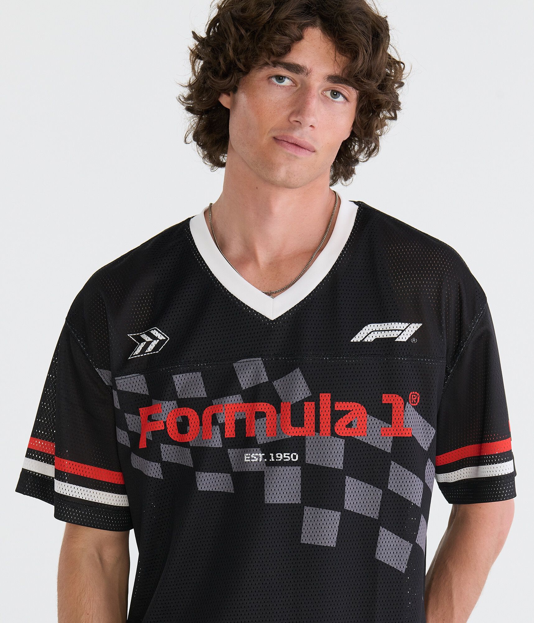 Formula 1&reg; Checkered Flag Boxy V-Neck Jersey
