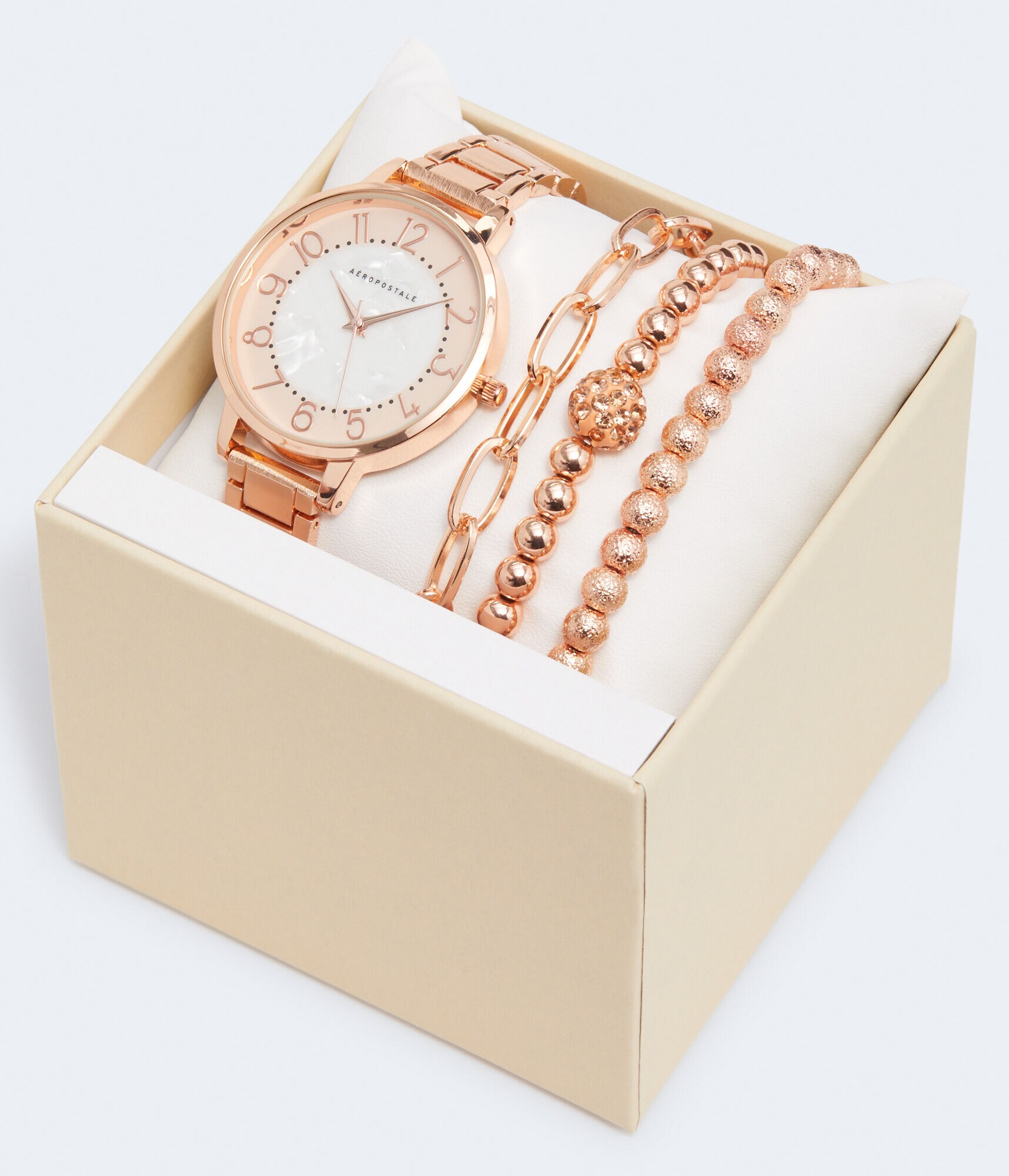 Marbled Analog Metal Watch &amp; Bracelet Set