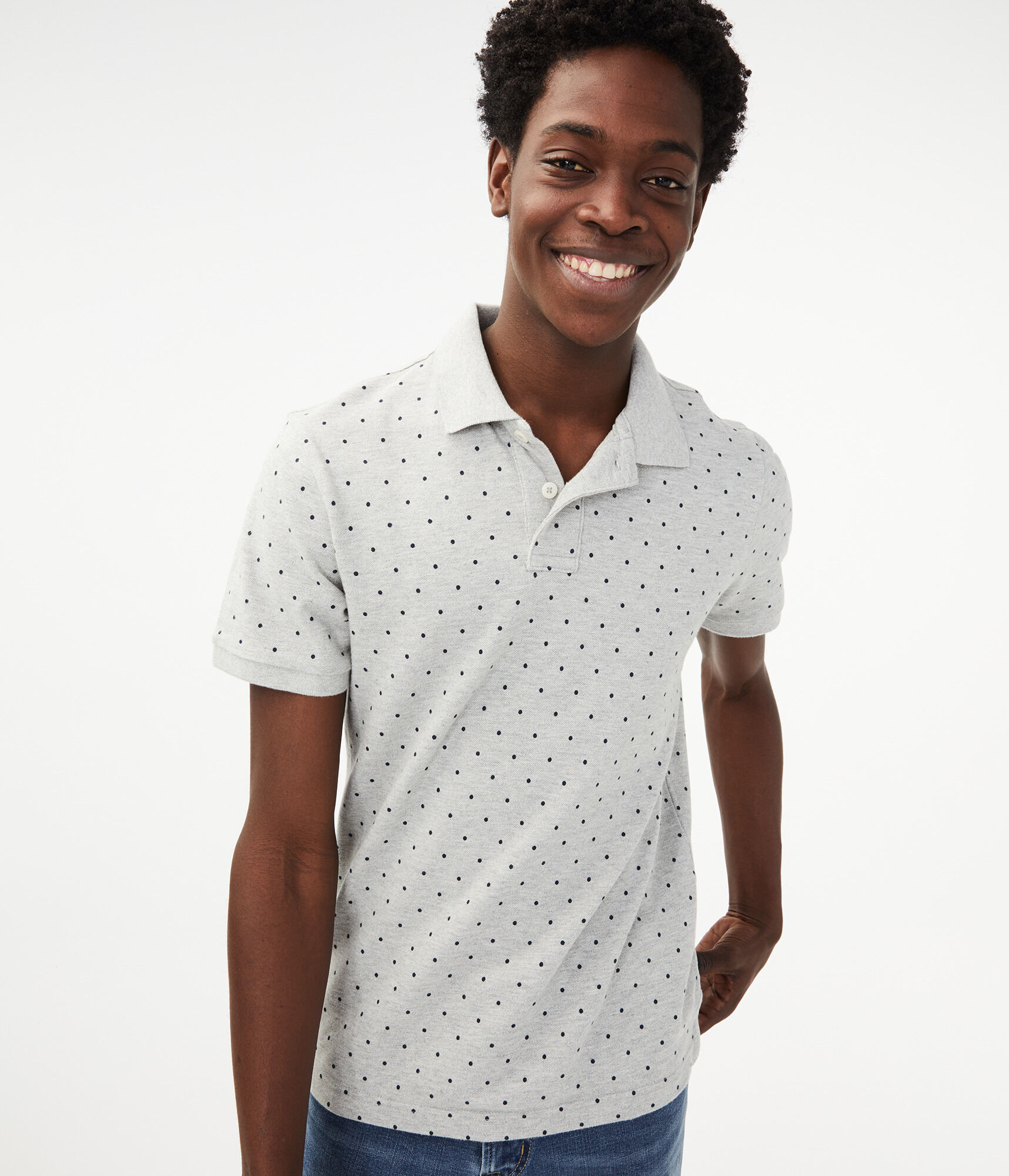 Polka Dot Pique Polo