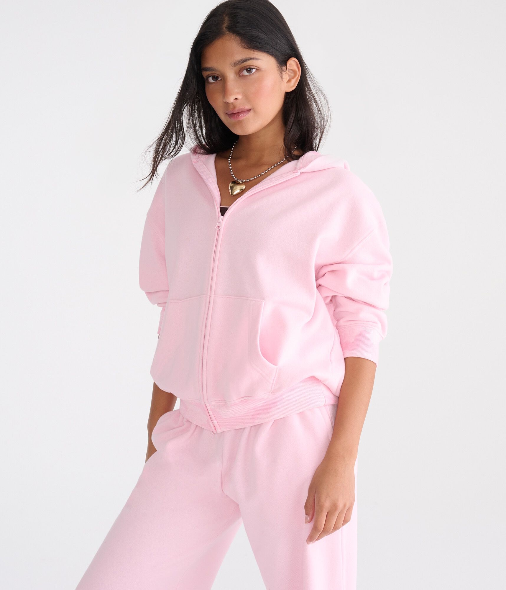 Cloud Soft Camo-Trim Oversized Full-Zip Hoodie