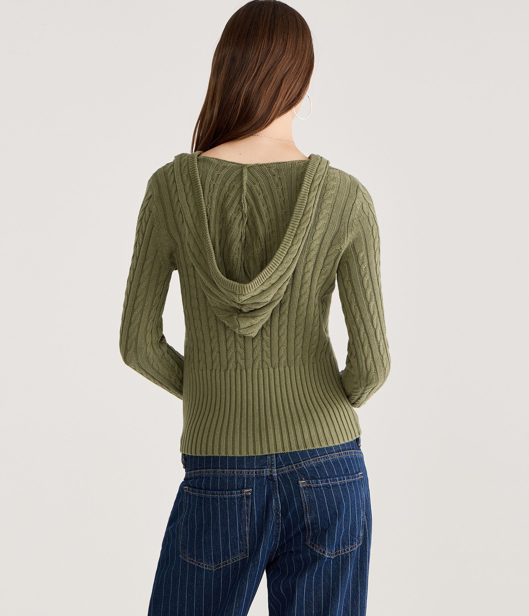 Cable High-Rib Hooded Sweater