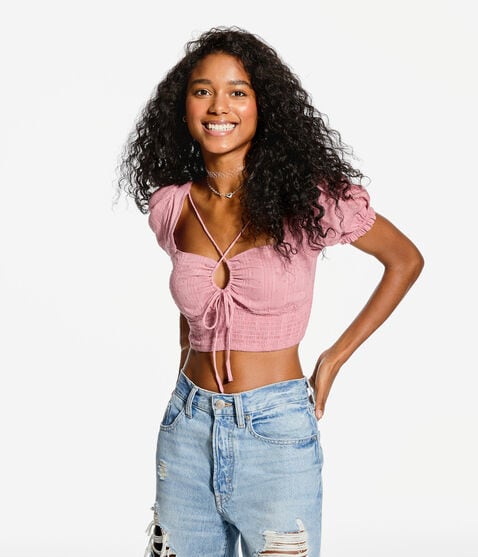 Keyhole Peasant Crop Top Keyhole Peasant Crop Top