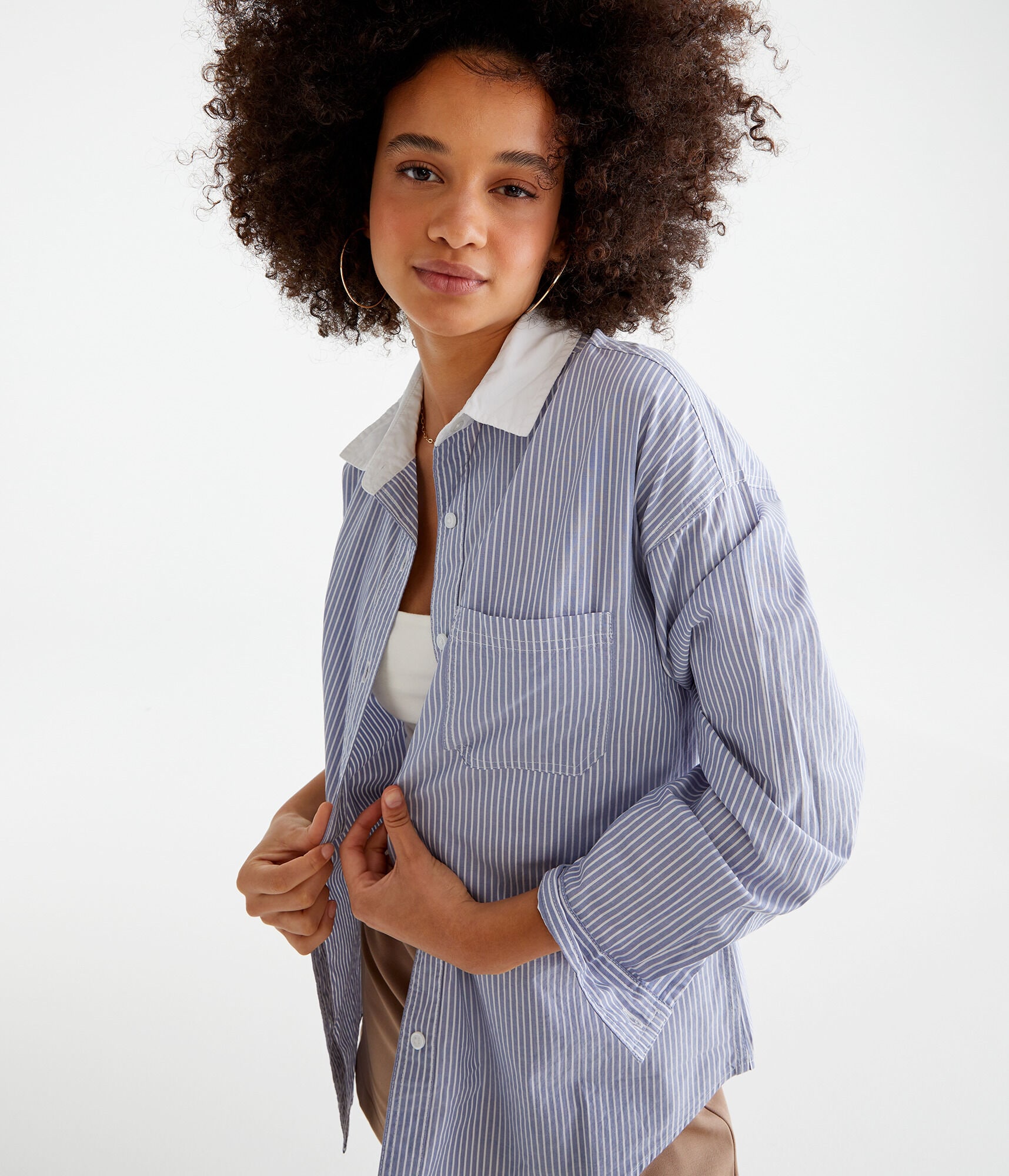 Long Sleeve Striped Relaxed Shirt