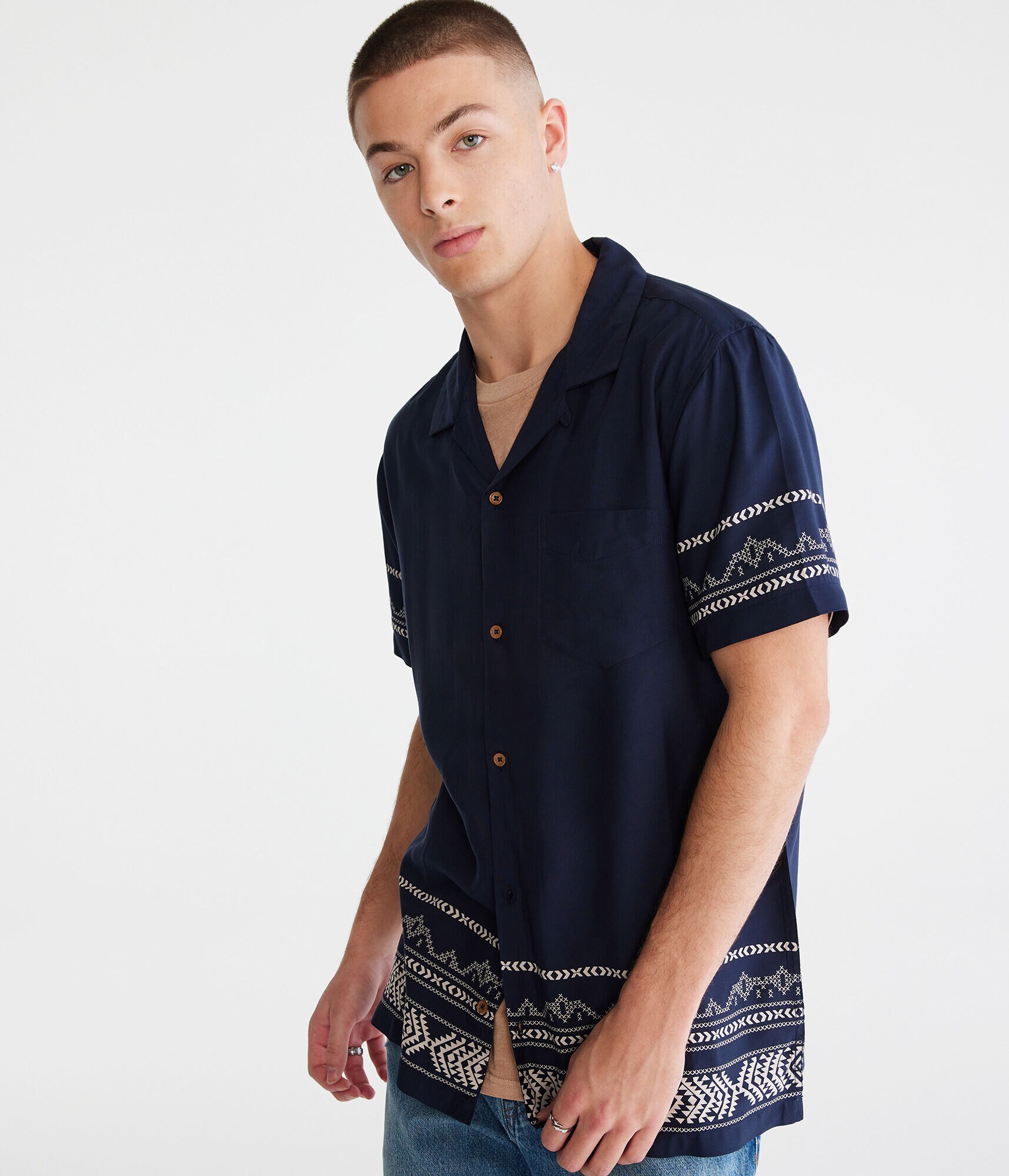 Global Border Print Camp Shirt