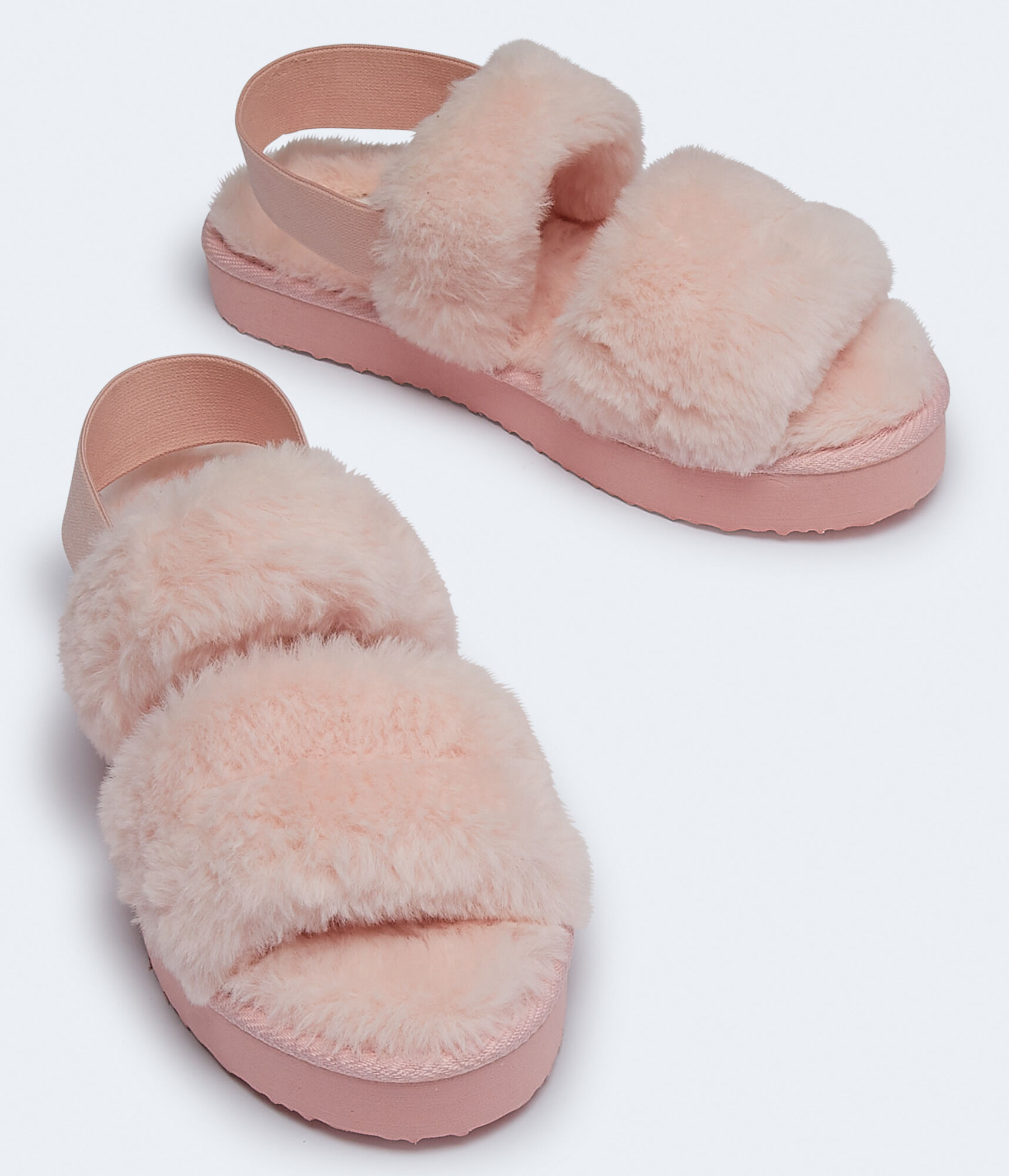 Faux Fur Platform Slide