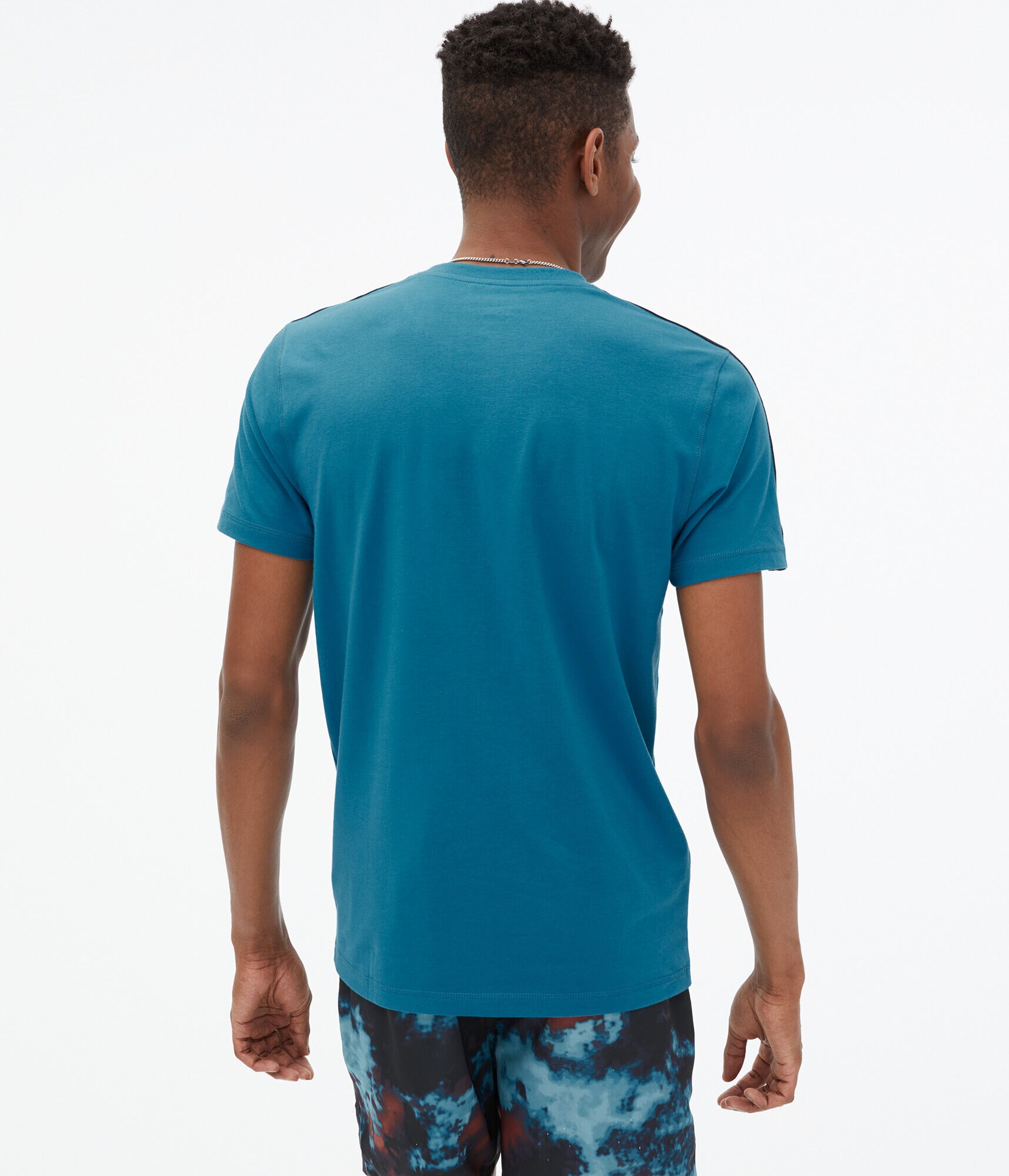 Logo Sleeve Tape Stretch Crew Tee***