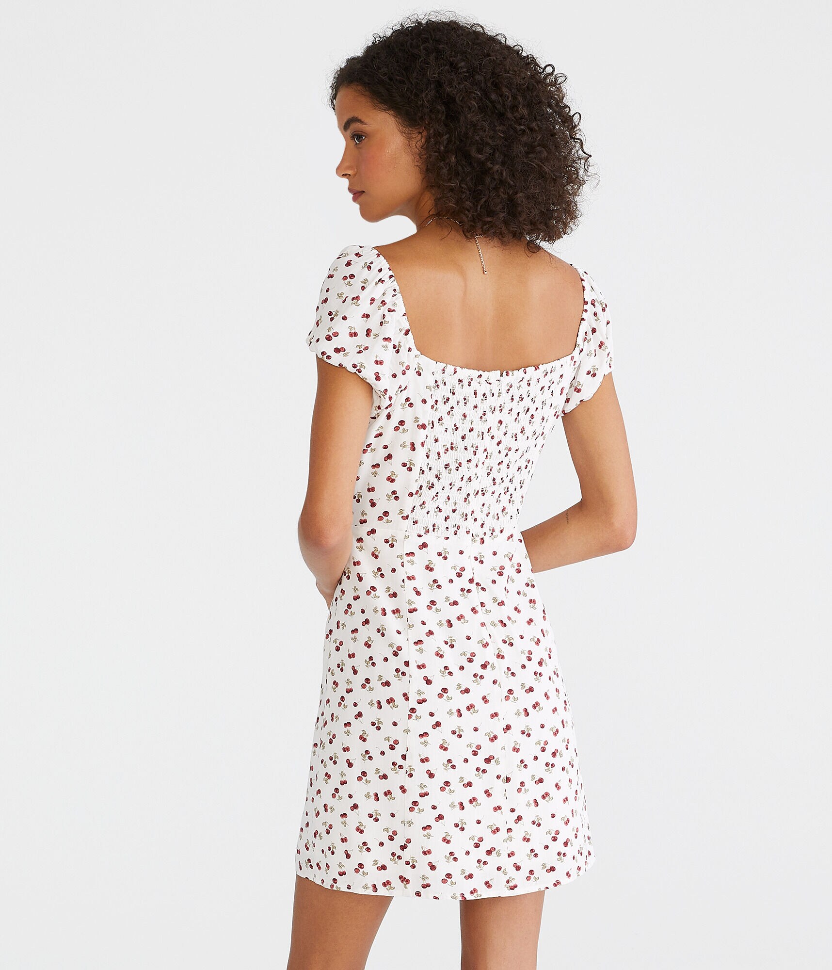 Printed Square-Neck Fit & Flare Mini Dress