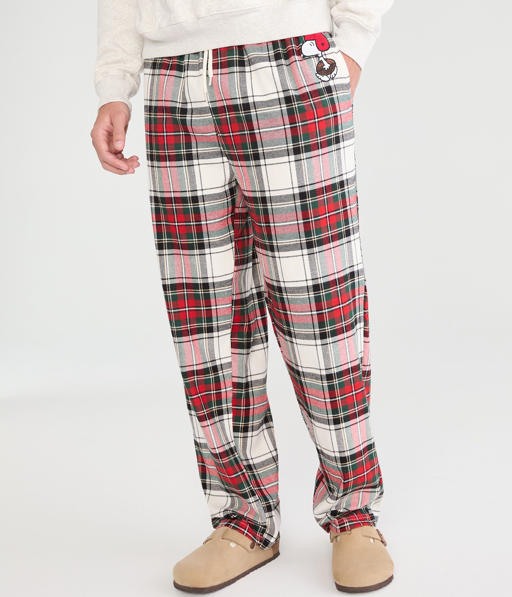 Football Snoopy Plaid Flannel Sleep Pants