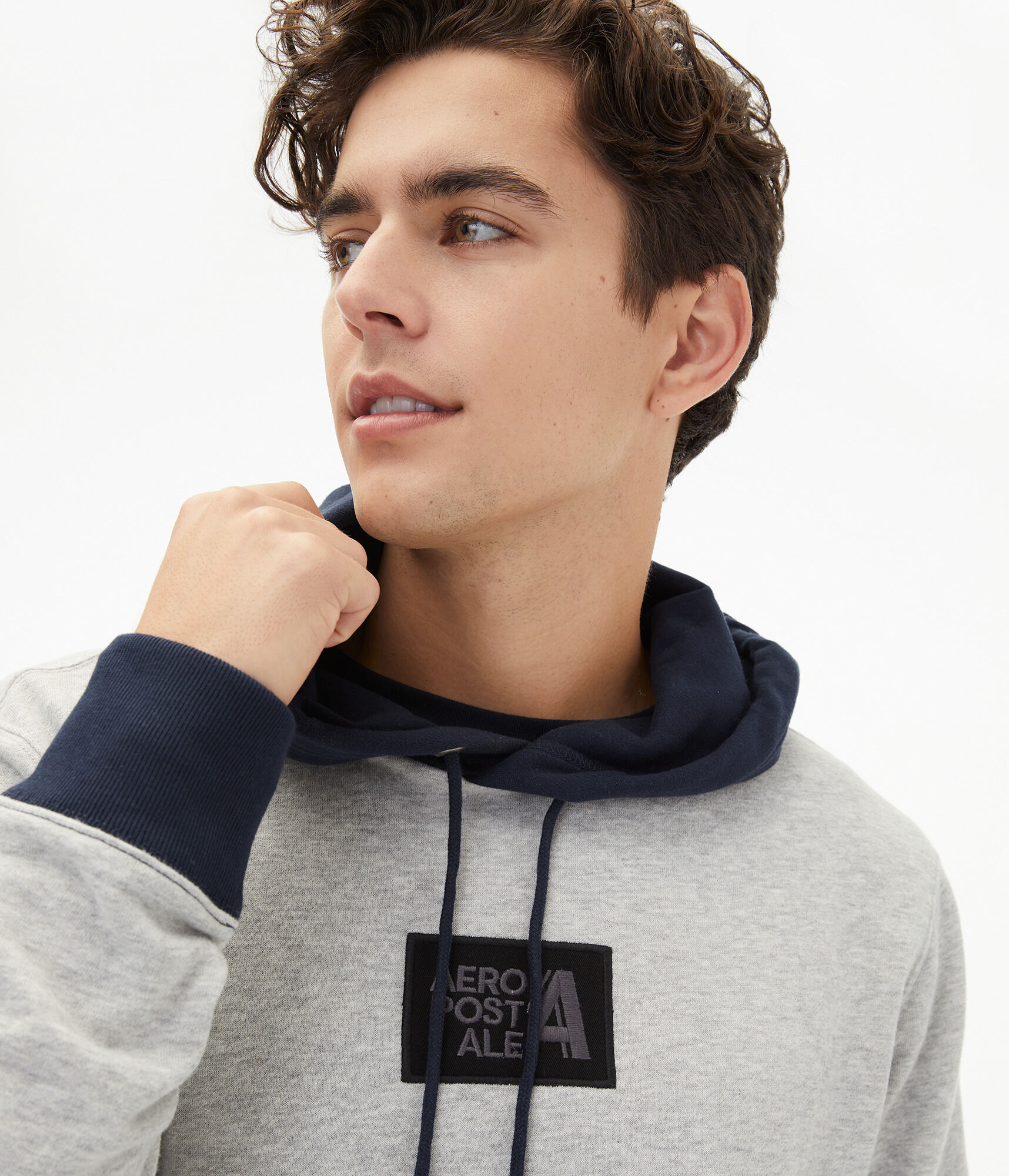 Aeropostale Letter Box Logo Colorblocked Pullover Hoodie