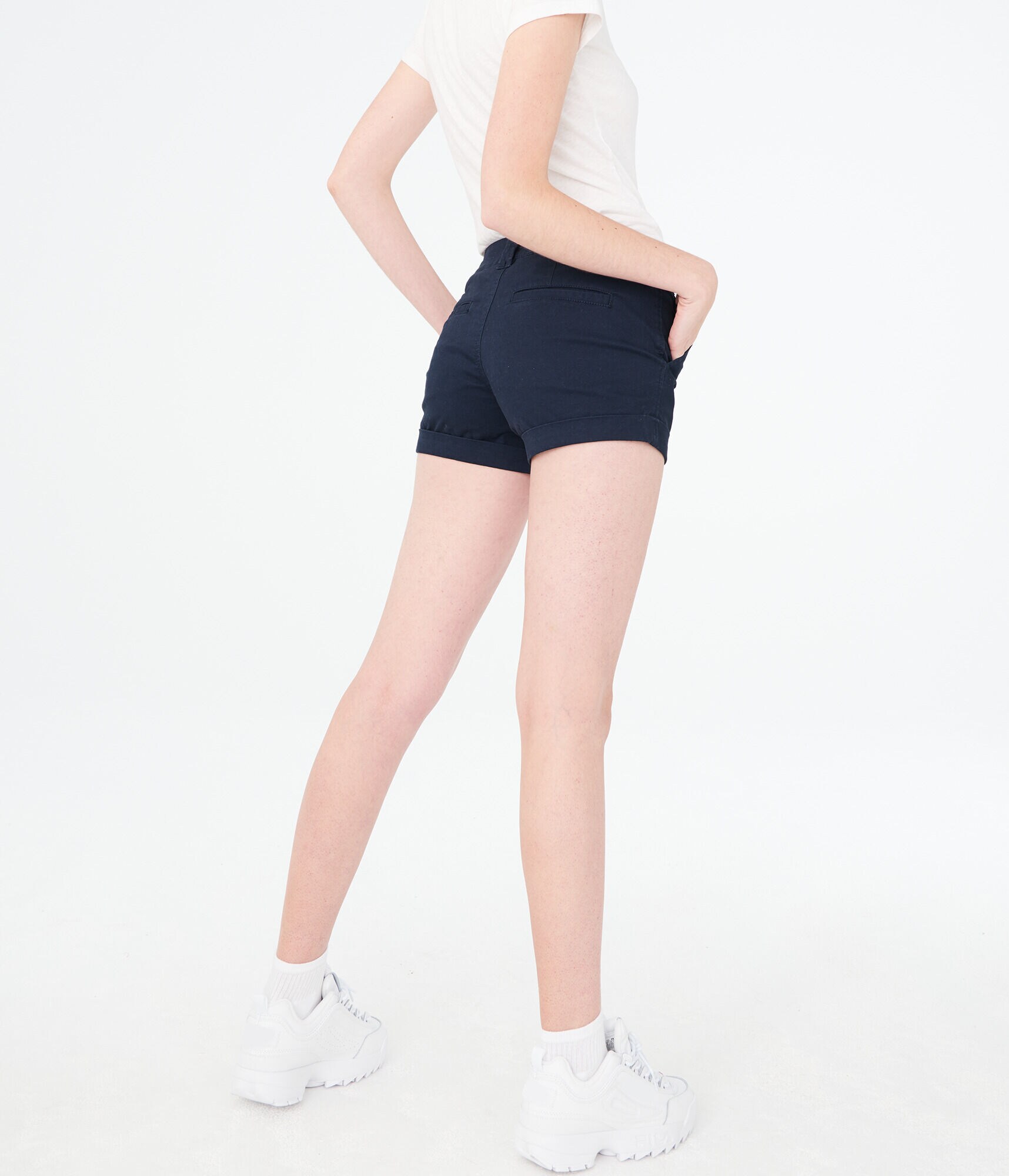 Twill Cuffed Midi Shorts